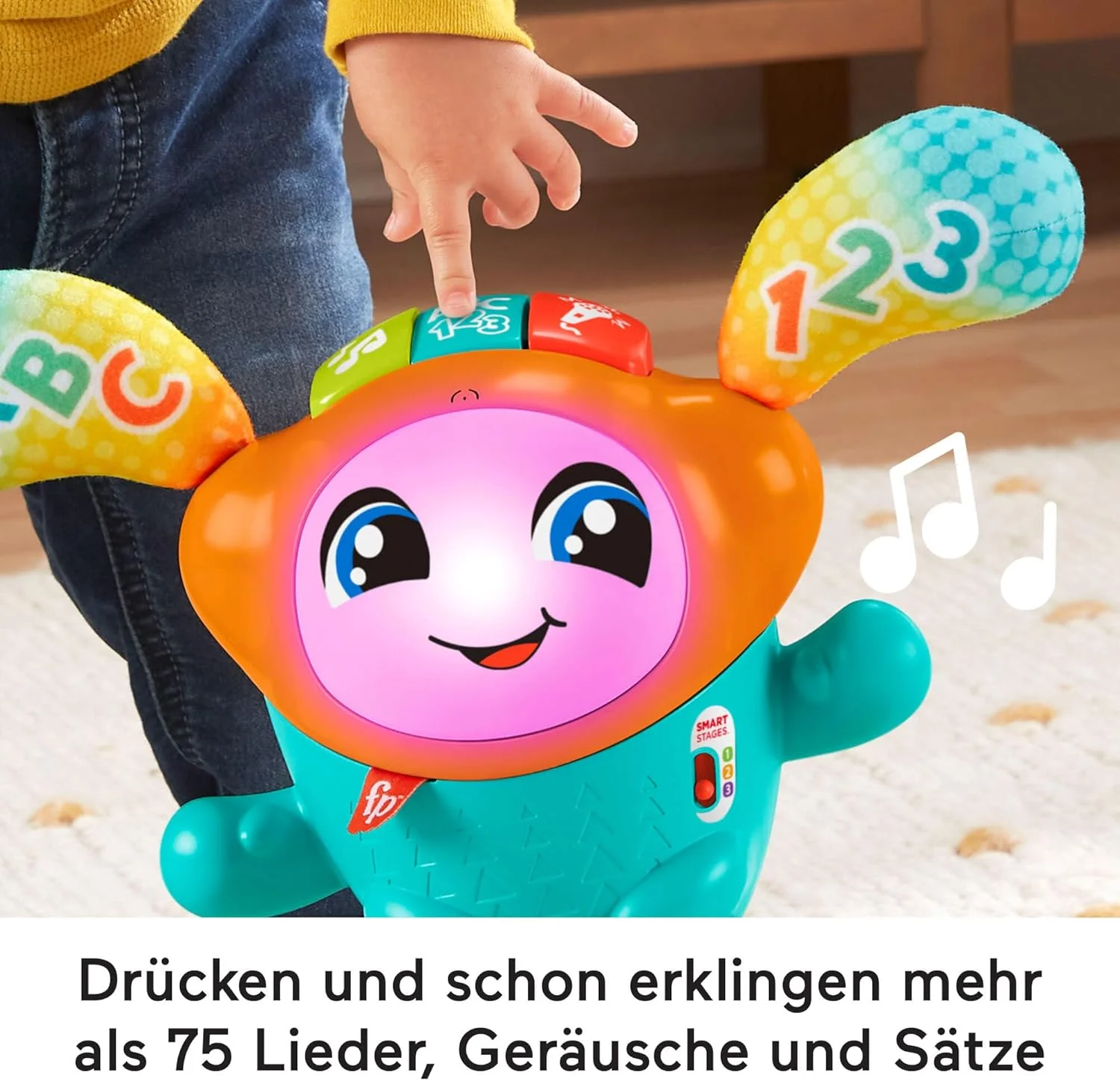 اسباب بازی آموزشی الکترونیکی Fisher-Price DJ Tanzi BOUNCIN' Star (نسخه آلمانی)، مراحل یادگیری Smart Stages، بیش از 75 ملودی و عبارت، برای نوزادان و کودکان نوپا از 9 ماهگی، HRC49