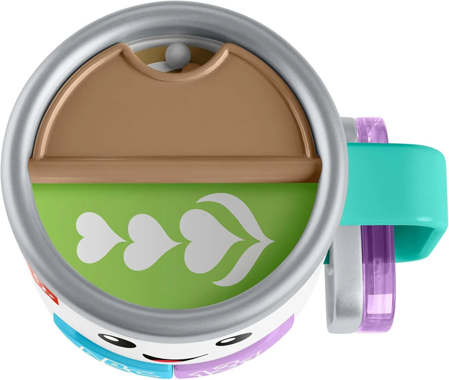 فنجان قهوه اسباب بازی آموزشی تعاملی Fisher-Price، زمان یادگیری، خنده و بیداری، دارای نور و موسیقی، نسخه چند زبانه، اسباب بازی کودکان، از 6 ماهگی، HXF49
