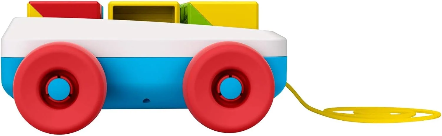 بلوک‌های فعالیت کشیدنی Fisher-Price، واگن اسباب‌بازی برای نوزادان GJW10