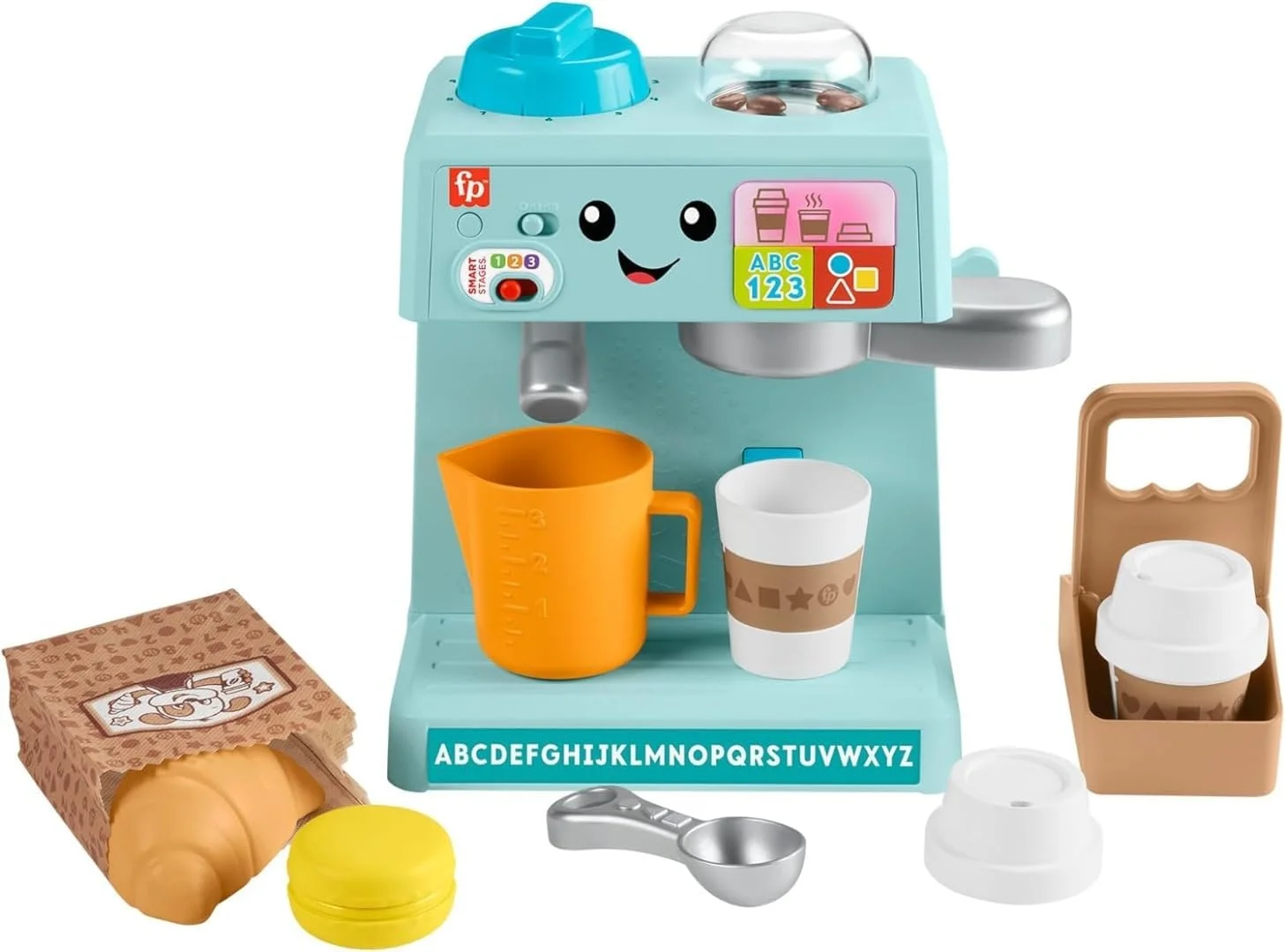 ست باریستا من Fisher-Price، اسباب بازی کودک نوپا با سطوح یادگیری و 10 قطعه، از 18 ماهگی، نسخه چند زبانه، HYR98