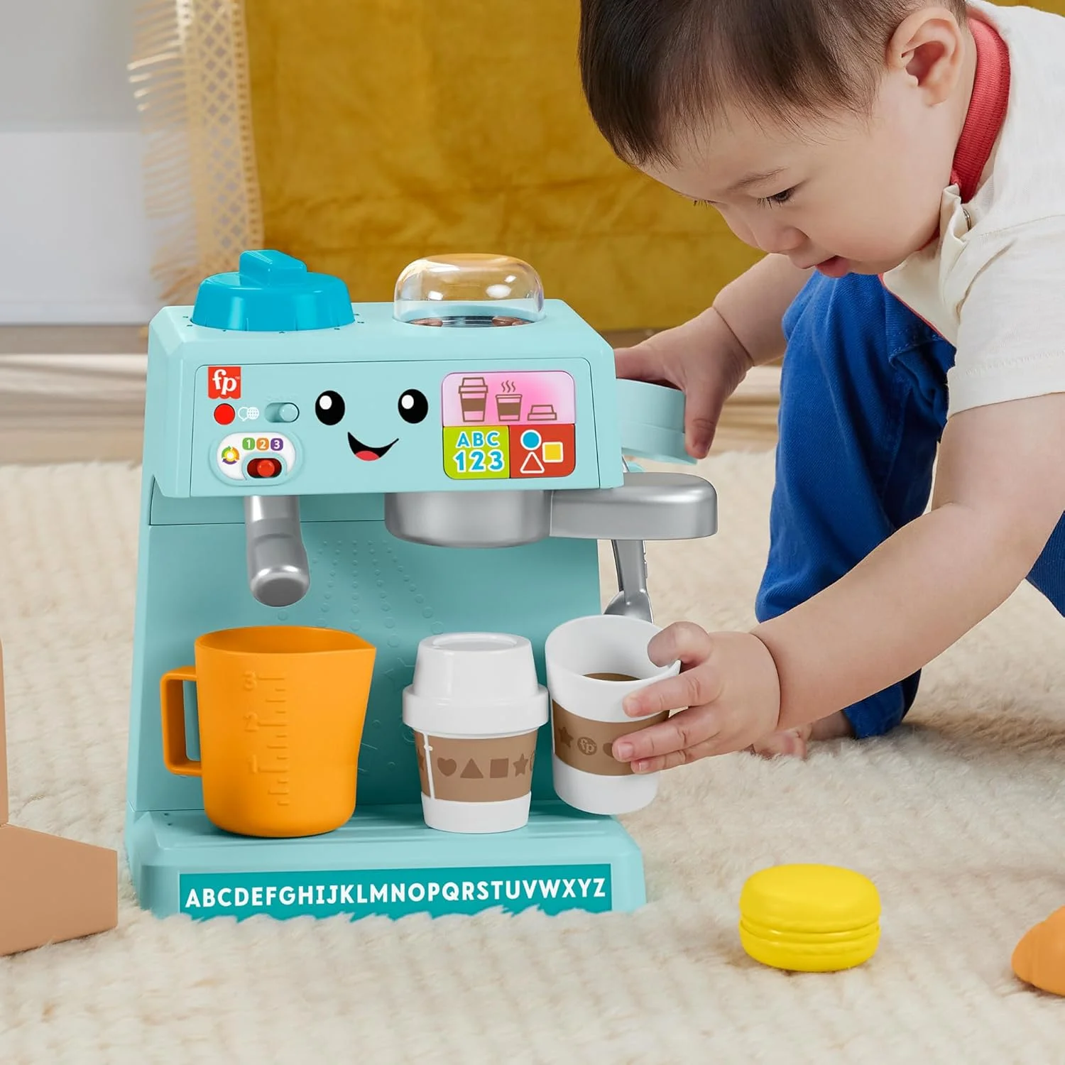ست باریستا من Fisher-Price، اسباب بازی کودک نوپا با سطوح یادگیری و 10 قطعه، از 18 ماهگی، نسخه چند زبانه، HYR98