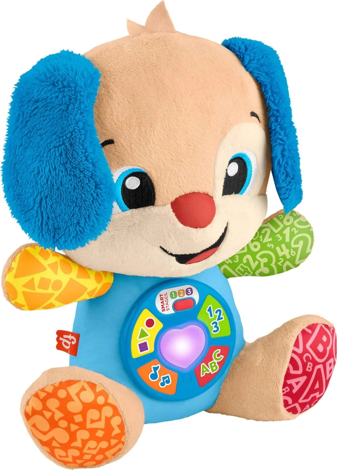 عروسک پولیشی موزیکال سگ Fisher-Price Laugh & Learn Smart Stages با نور و آهنگ های آموزشی برای نوزادان 6+ ماه