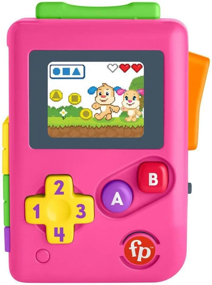 اسباب بازی آموزشی فیشر پرایس Laugh & Learn Lil' Gamer - نسخه صورتی، مناسب نوزادان و کودکان نوپا، الهام گرفته از نینتندو