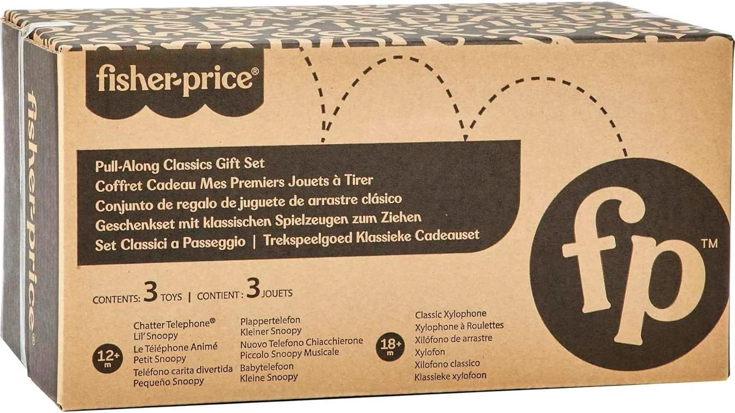 ست هدیه اسباب بازی های کشیدنی فیشر پرایس، 3 اسباب بازی کشیدنی کلاسیک برای نوزادان و کودکان نوپا از 12 ماهگی به بالا