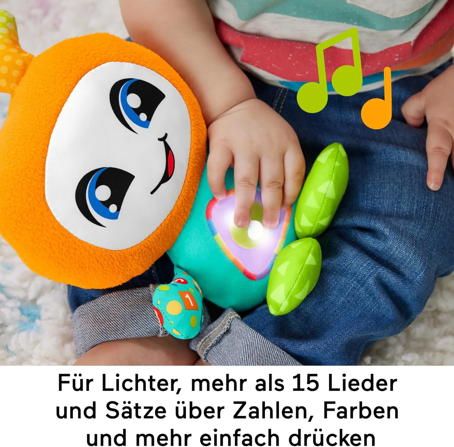 اسباب بازی آموزشی Fisher-Price برای نوزادان و کودکان نوپا، DJ Groovin' Go با نور و صداهای موزیکال برای کودکان از 6 ماهگی، نسخه آلمانی، HWY28