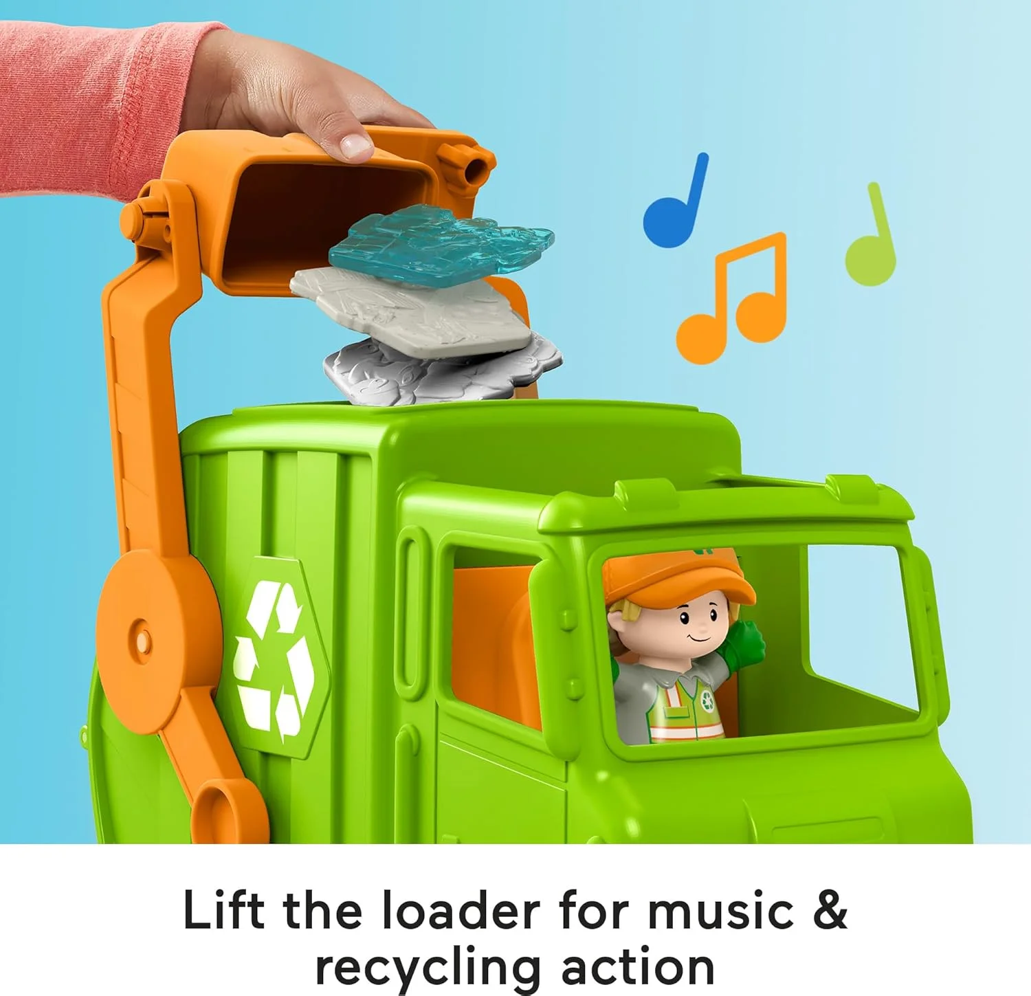 ماشین بازیافت موزیکال Fisher-Price Little People با فیگور، اسباب بازی برای کودکان نوپا بالای 1 سال