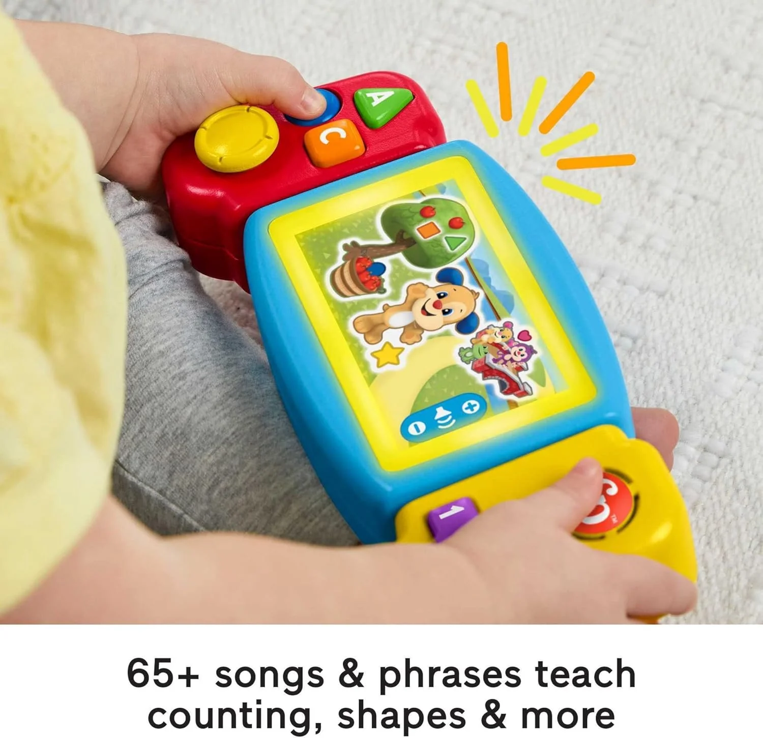 اسباب بازی آموزشی گیمر Fisher-Price Laugh & Learn با نور، صدا و آهنگ های آموزشی، اسباب بازی حرکتی ظریف، گیمر Twist & Learn