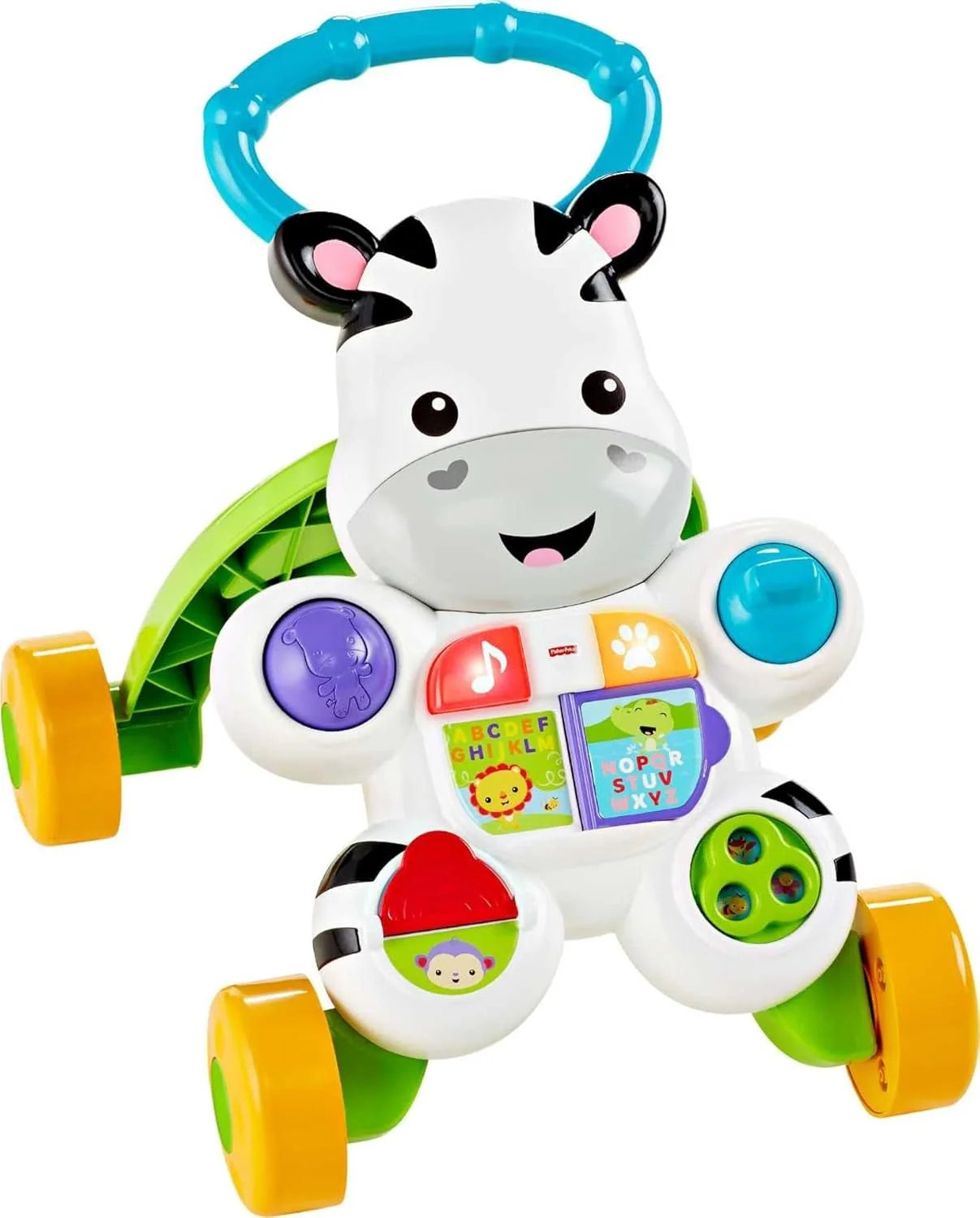 واکر آموزشی گورخر Fisher-Price، اسباب بازی فشاری کودک، فعالیت آموزشی موزیکال با نور و بازی حرکتی ظریف برای نوزادان 6+ ماه (اختصاصی آمازون)