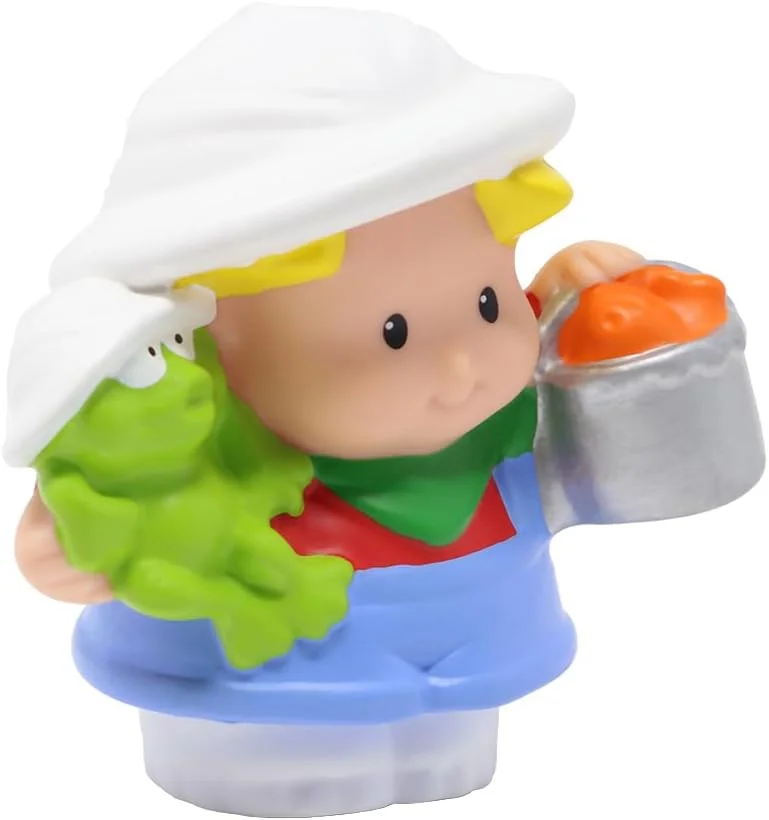 قطعه جایگزین فیشر پرایس برای مجموعه بازی باغ وحش سافاری Little People مدل N4629 - فیگور جایگزین ادی به عنوان نگهبان باغ وحش یا راهنما به همراه قورباغه و سطل