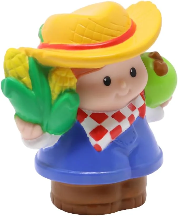 قطعه جایگزین Fisher-Price برای مجموعه مزرعه با صدای حیوانات Little People مدل 77973 - فیگور جایگزین کشاورز جد با کلاه حصیری به همراه ذرت و سیب