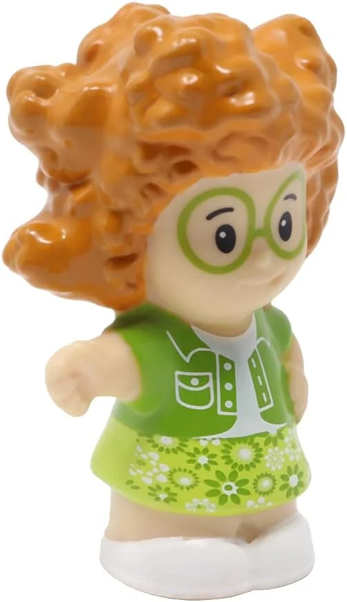 قطعه جایگزین Fisher-Price برای مجموعه بازی اتوبوس مدرسه Little People مدل C4310 - فیگور صوفی با موهای فرفری قرمز زنجبیلی و عینک با لباس سبز