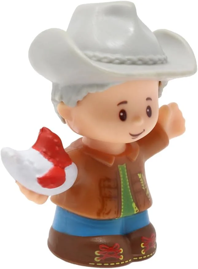 قطعه جایگزین Fisher-Price برای مجموعه مزرعه Little People مدل CHJ51 - فیگور جایگزین پدربزرگ کشاورز یا کابوی - موهای خاکستری - نگهدارنده مرغ