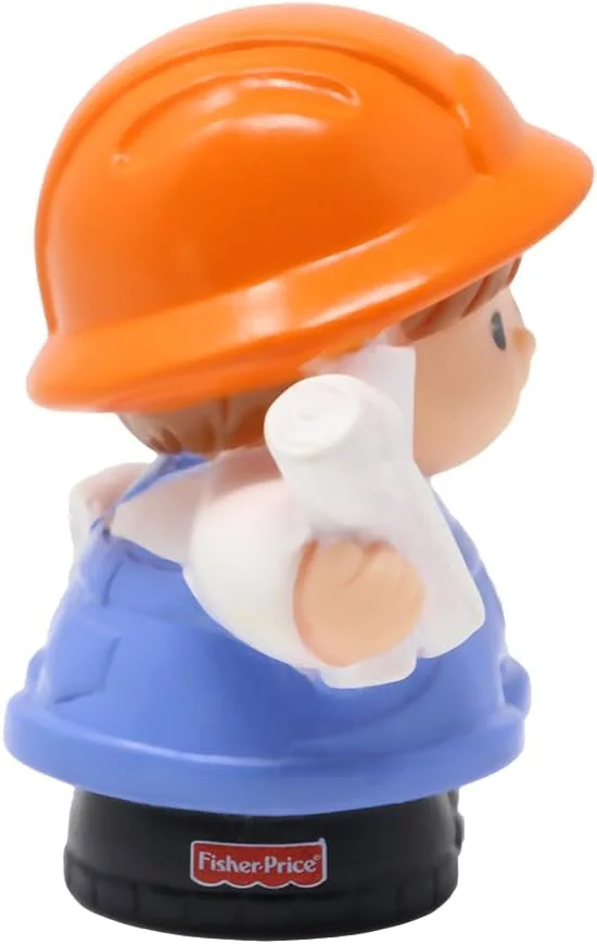 قطعه جایگزین فیگور معمار برای ست بازی ساخت و ساز جرثقیل و معدن Fisher-Price Little People مدل C0300 - فیگور معمار با موهای قهوه ای، به همراه نقشه و تلفن