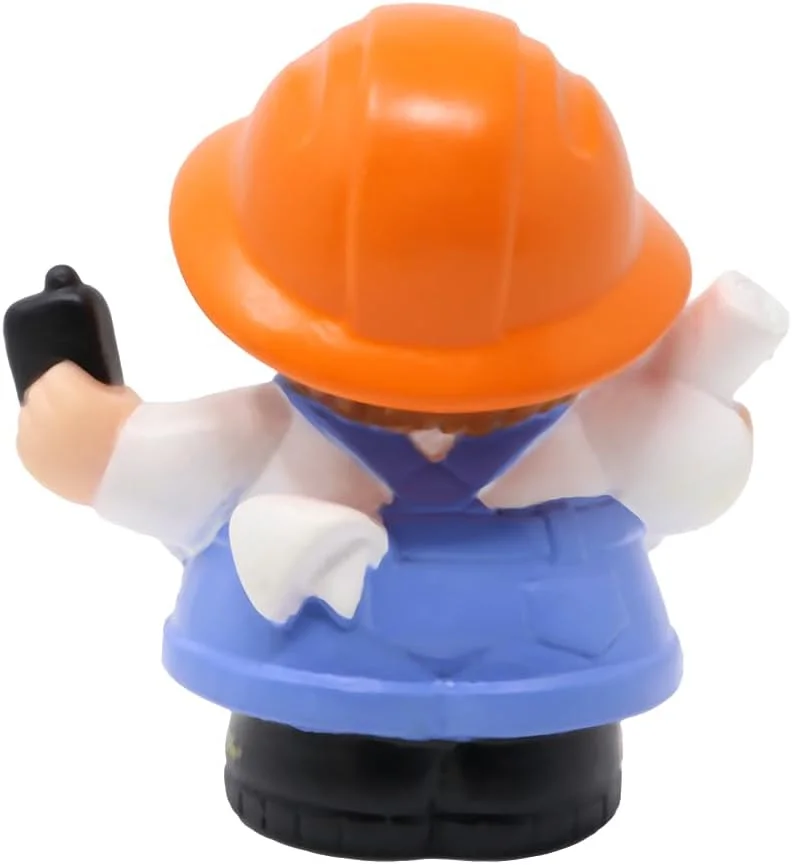 قطعه جایگزین فیگور معمار برای ست بازی ساخت و ساز جرثقیل و معدن Fisher-Price Little People مدل C0300 - فیگور معمار با موهای قهوه ای، به همراه نقشه و تلفن