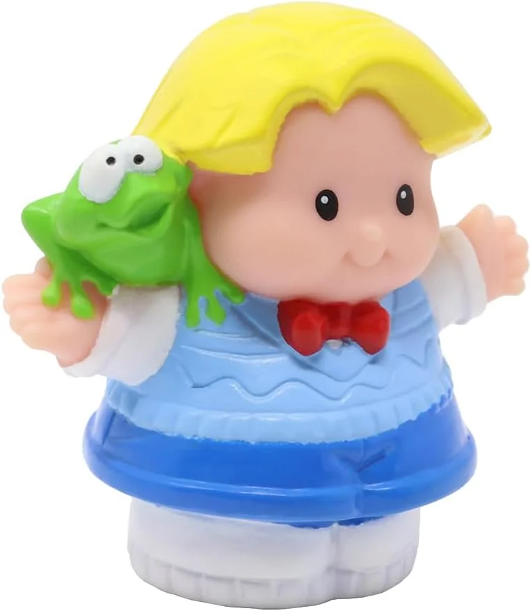قطعه جایگزین برای مجموعه کلیسای تعطیلات، خانه عروسکی، لباس عید پاک Little People Fisher-Price مدل C1162 - فیگور جایگزین ادی با جلیقه بافتنی و پاپیون - حمل قورباغه