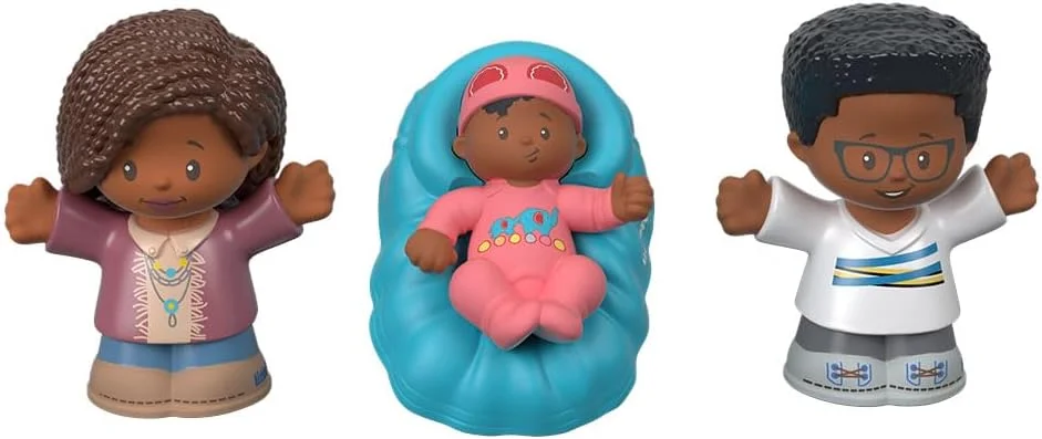 قطعات جایگزین Fisher-Price برای خانه عروسکی Little People Big Helpers مدل FRM74 - فیگورهای جایگزین خانواده آفریقایی-آمریکایی شامل پدر، مادر و نوزاد