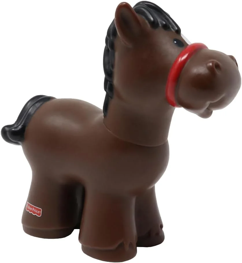 قطعه جایگزین اسباب بازی فیشر پرایس برای مجموعه مزرعه با اصطبل و حیوانات Little People مدل 77746 - فیگور اسب قهوه ای جایگزین با یال و دم مشکی