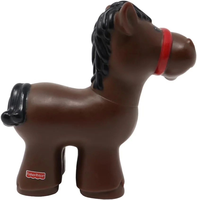 قطعه جایگزین اسباب بازی فیشر پرایس برای مجموعه مزرعه با اصطبل و حیوانات Little People مدل 77746 - فیگور اسب قهوه ای جایگزین با یال و دم مشکی