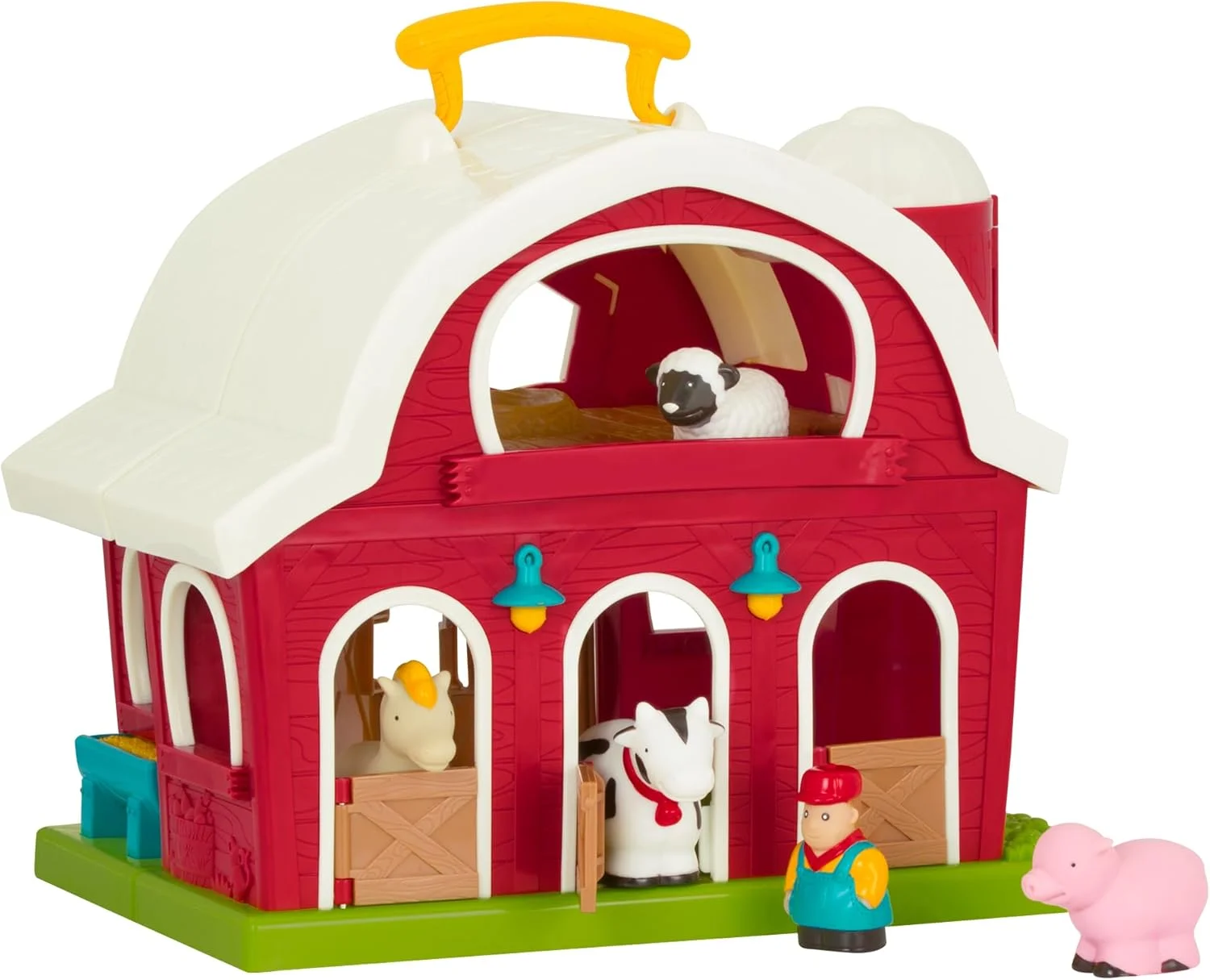 اسباب بازی های مزرعه باتات - انبار بزرگ با حیوانات مزرعه خوک، اسب، گاو، گوسفند و کشاورز - مجموعه برای سنین 18 ماه به بالا (6 قطعه)