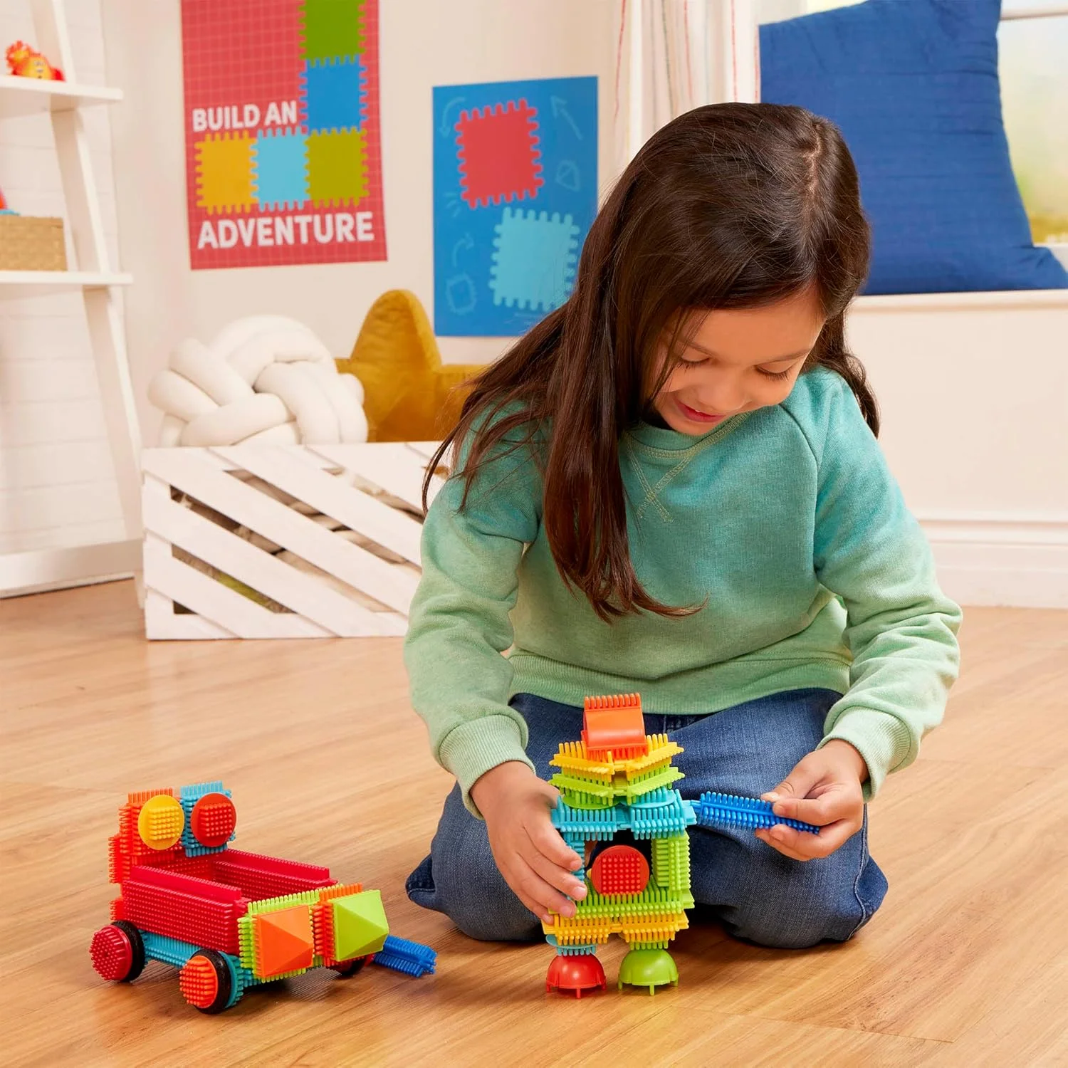 مجموعه بلوک های ساختنی 50 قطعه ای Battat Bristle Blocks - اسباب بازی آموزشی بلوک های ساختمانی با موهای برس مانند، اسباب بازی های حرکتی - اسباب بازی های کودکان و نوزادان از 2 سالگی