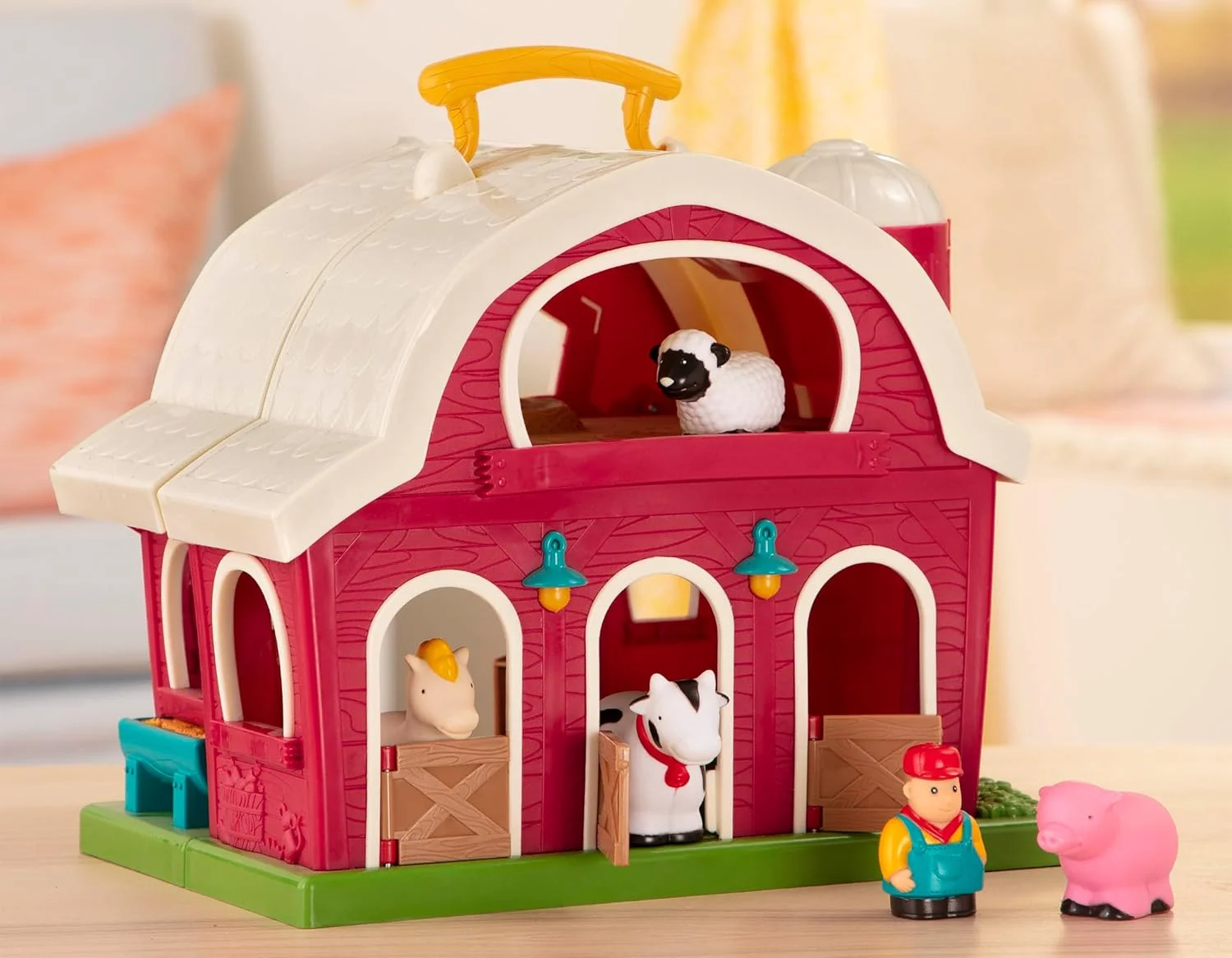 اسباب بازی های مزرعه باتات - انبار بزرگ با حیوانات مزرعه خوک، اسب، گاو، گوسفند و کشاورز - مجموعه برای سنین 18 ماه به بالا (6 قطعه)