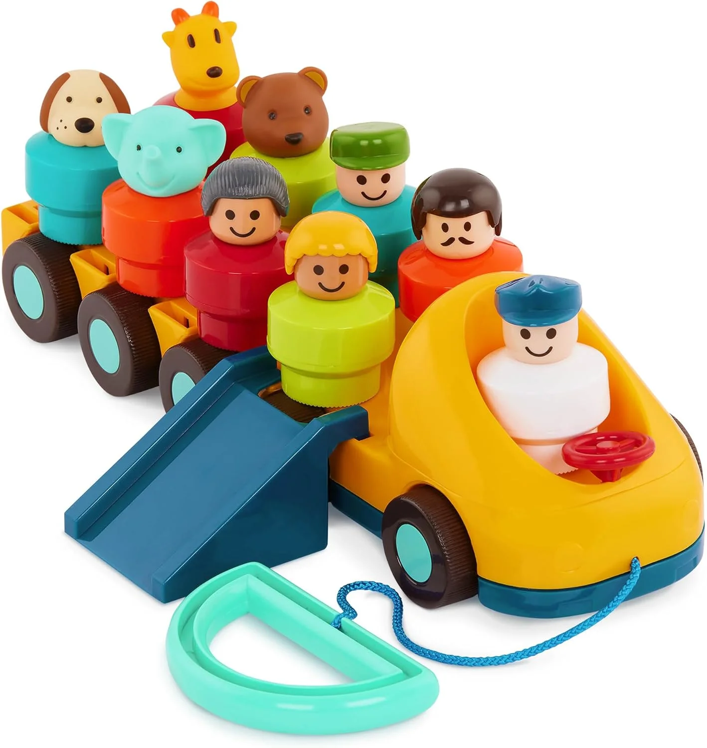 اتوبوس اسباب بازی چرخشی باتات برای کودکان نوپا - اسباب بازی اتوبوس با قطعات متحرک و 9 شخصیت اسباب بازی - اسباب بازی رشدی با لوازم جانبی برای نوزادان و کودکان - اتوبوس چرخشی - 18 ماه +