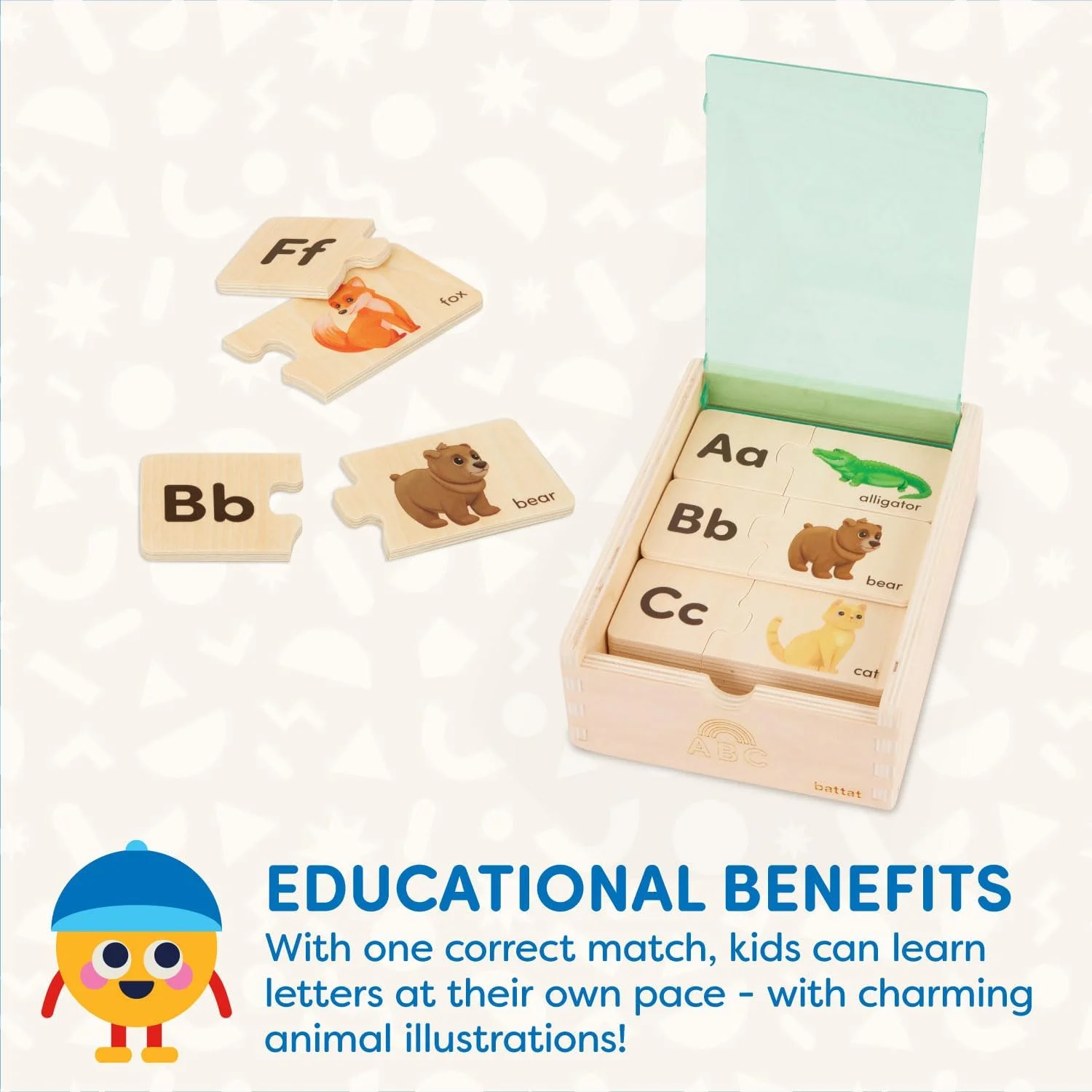 پازل چوبی آموزشی باتات مناسب کودکان نوپا - پازل های چوبی با حروف الفبا