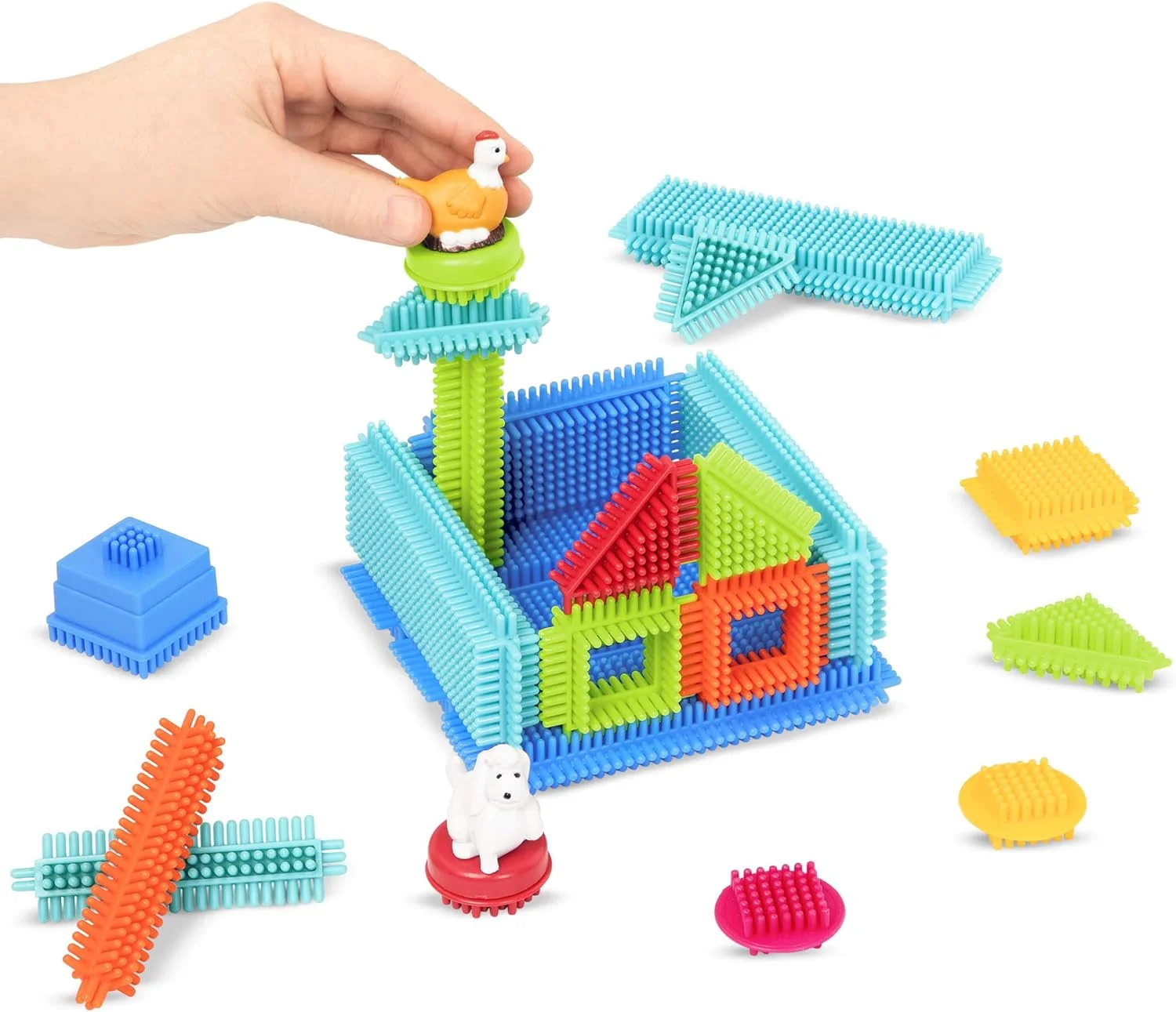 بلوک های ساختنی باتات بریستل - بلوک های ساختمانی برای کودکان - اسباب بازی های نرم تقویتی - مجموعه بازی 113 قطعه - جعبه سازنده لوکس - برای کودکان نوپا و کودکان 2 سال به بالا