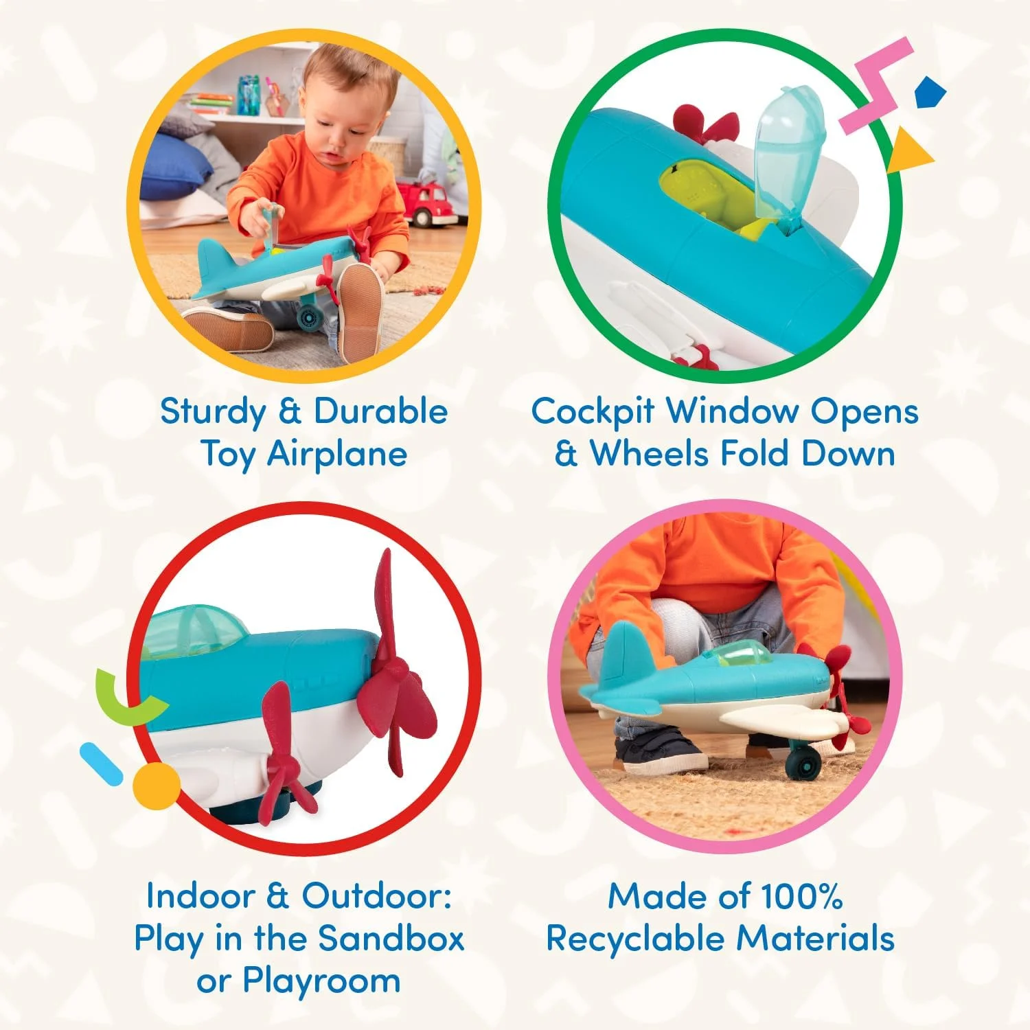 هواپیمای چرخ‌دار رنگارنگ باتات مدل VE1007Z