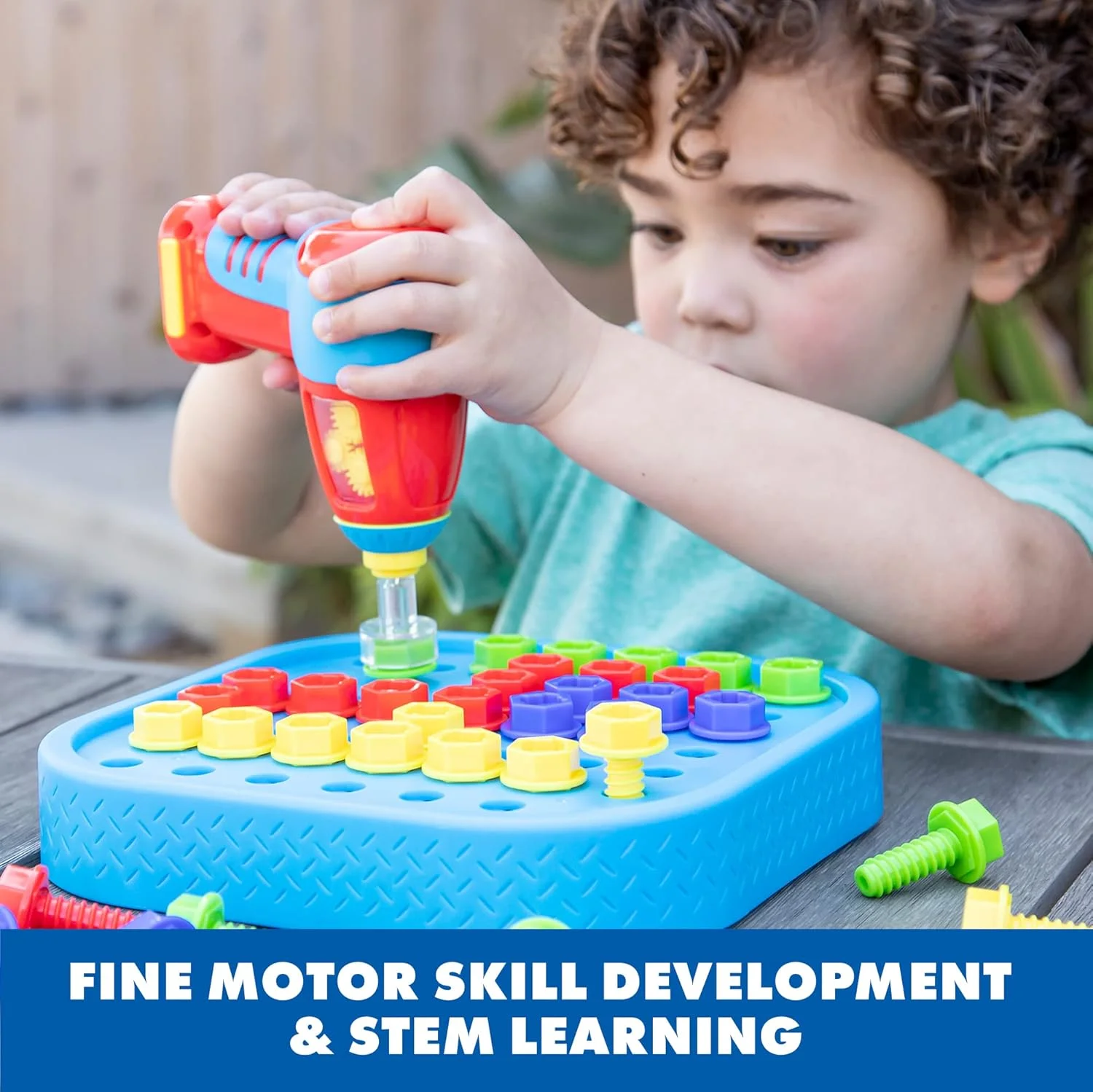 اسباب بازی سطل پیچ و مهره آموزشی، قابل حمل، مناسب سفر، مجموعه اسباب بازی دریل سایز متوسط