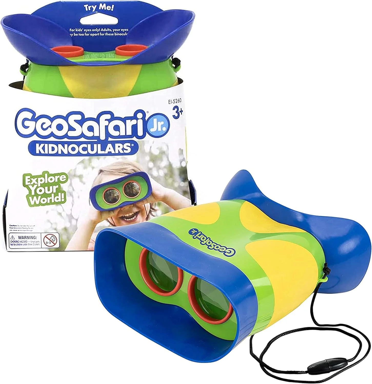 دوربین دوچشمی GeoSafari Jr. Kidnoculars Educational Insights برای کودکان، دوربین دوچشمی کودکان نوپا و خردسال، بازی در فضای باز، تجهیزات کمپینگ، 3 سال به بالا