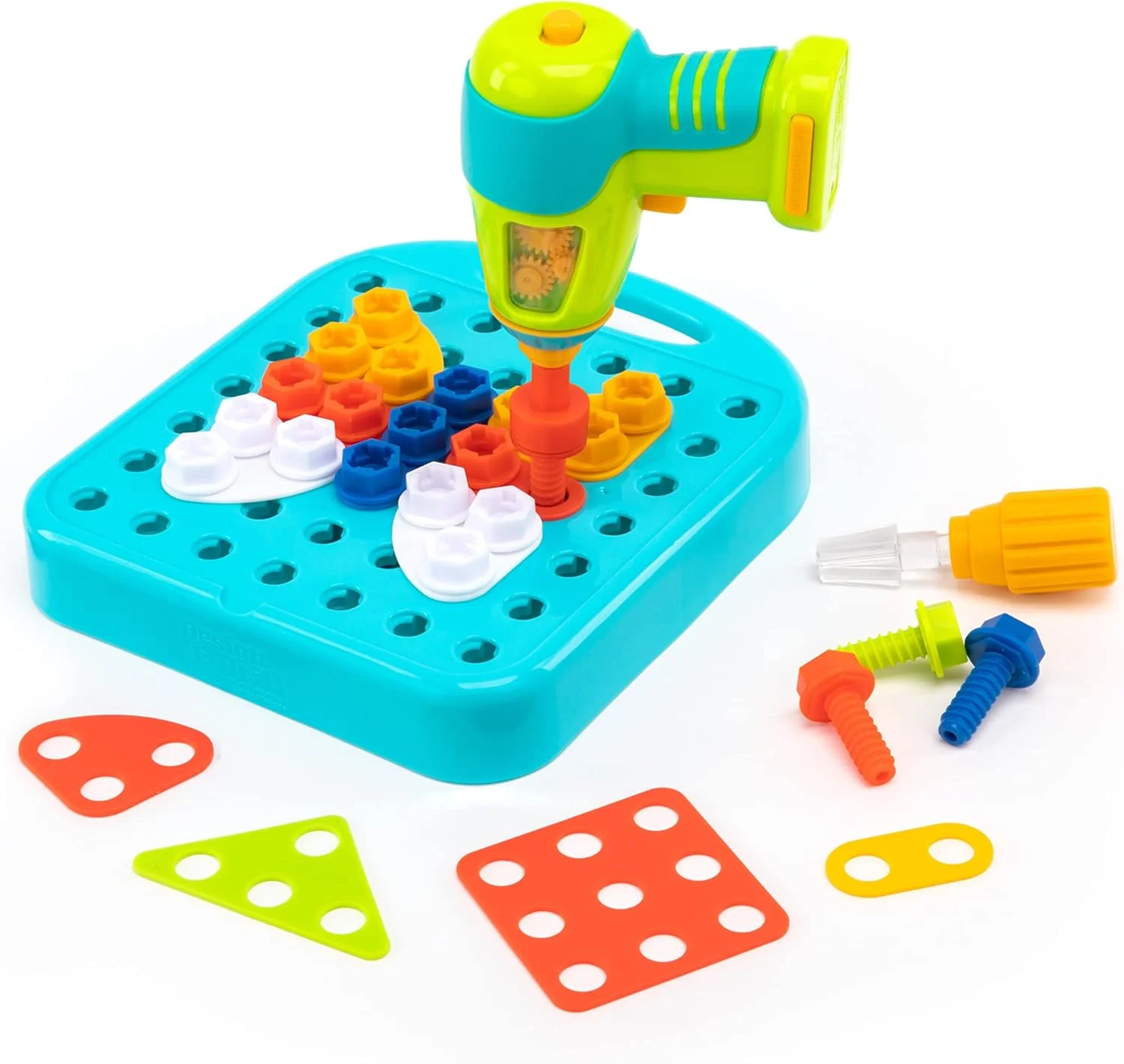 کارگاه قالب‌گیری آموزشی Design & Drill، شامل ۷۳ قطعه با دریل اسباب‌بازی برقی، اسباب‌بازی STEM، برای پسران و دختران از ۳ سال