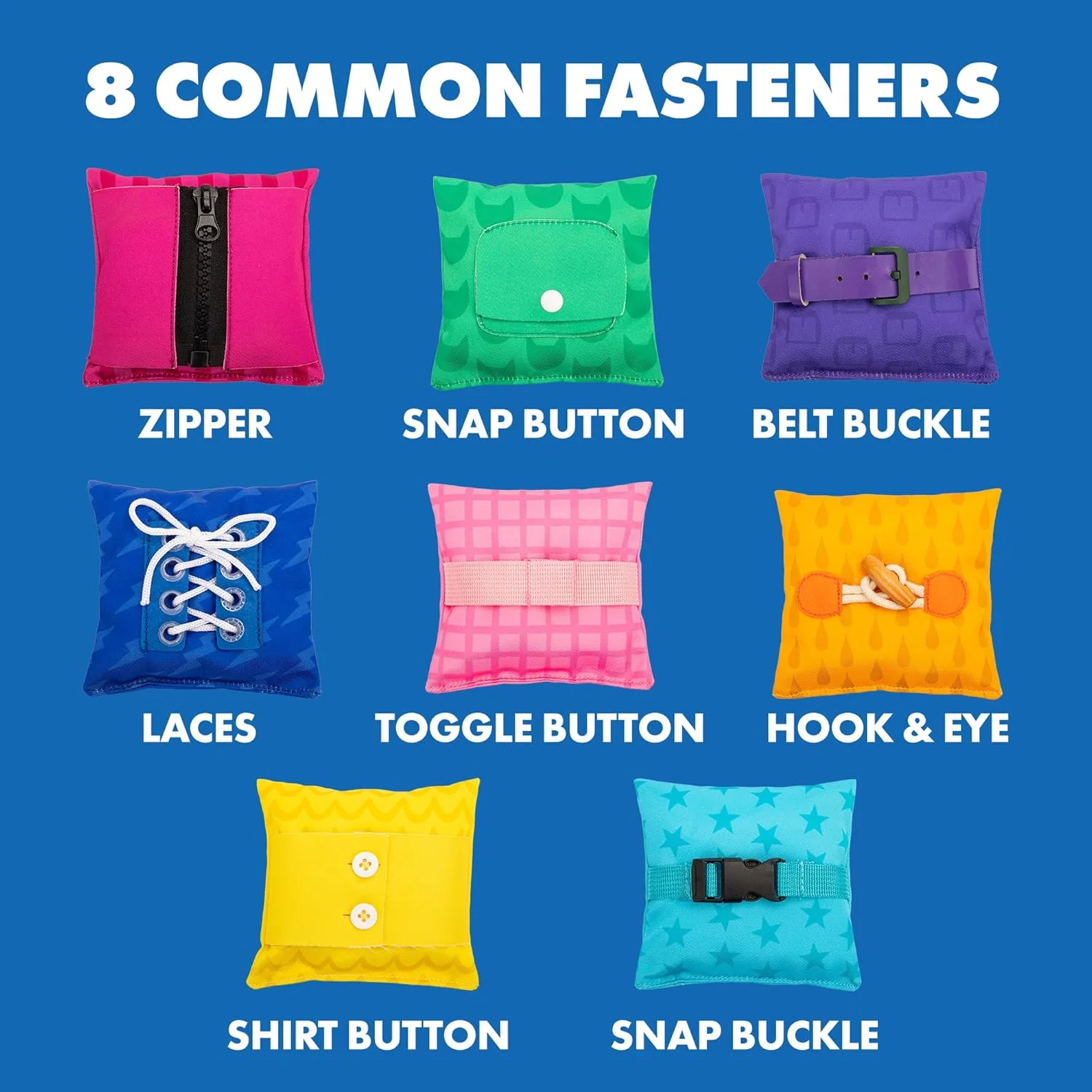 کیسه لوبیاهای آموزش مهارت های لباس پوشیدن - فعالیت های برد شلوغ مونته سوری برای کودکان نوپا، تمرین بستن بند کفش، اسباب بازی های کاردرمانی، آموزش مهارت های زندگی و یادگیری نحوه لباس پوشیدن برای کودکان 4 سال به بالا