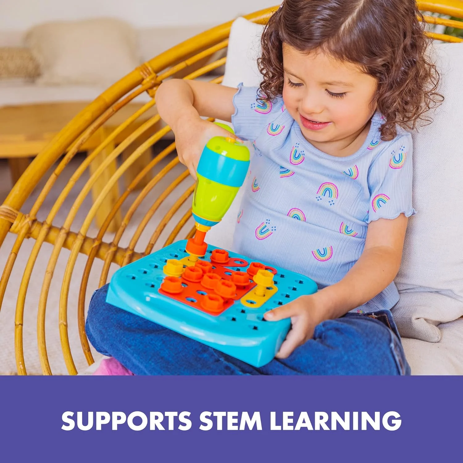 کارگاه قالب‌گیری آموزشی Design & Drill، شامل ۷۳ قطعه با دریل اسباب‌بازی برقی، اسباب‌بازی STEM، برای پسران و دختران از ۳ سال