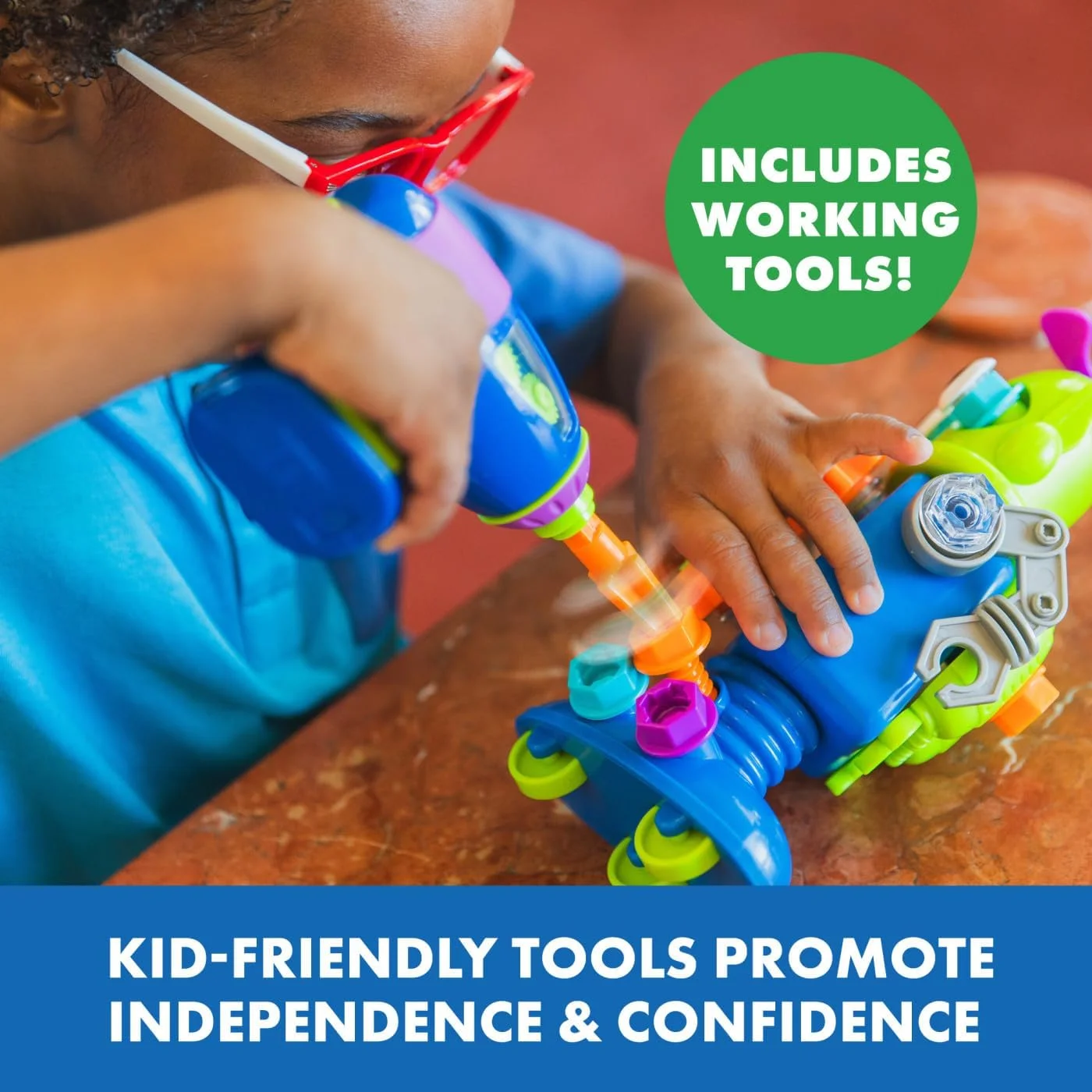 کارگاه رباتیک آموزشی Design & Drill، اسباب بازی های ربات برای پسران و دختران 3 ساله، اسباب بازی ساختنی STEM برای کودکان، اسباب بازی جداشدنی با دریل برای کودکان کارگاه رباتیک آموزشی Design & Drill، اسباب بازی های ربات برای پسران و دختران 3 ساله، اسباب بازی ساختنی STEM برای کودکان، اسباب بازی جداشدنی با دریل برای کودکان