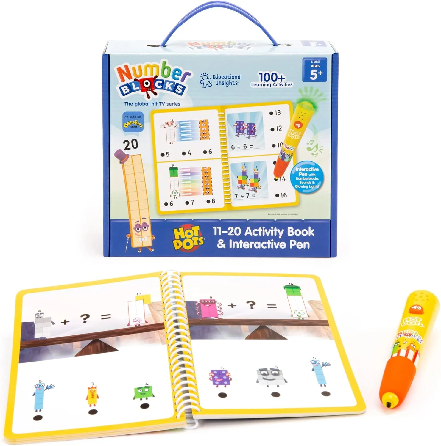 کتاب تمرین اعداد 11-20 Numberblocks به همراه قلم تعاملی، بیش از 60 فعالیت آموزشی، مناسب برای کودکان 5 سال به بالا
