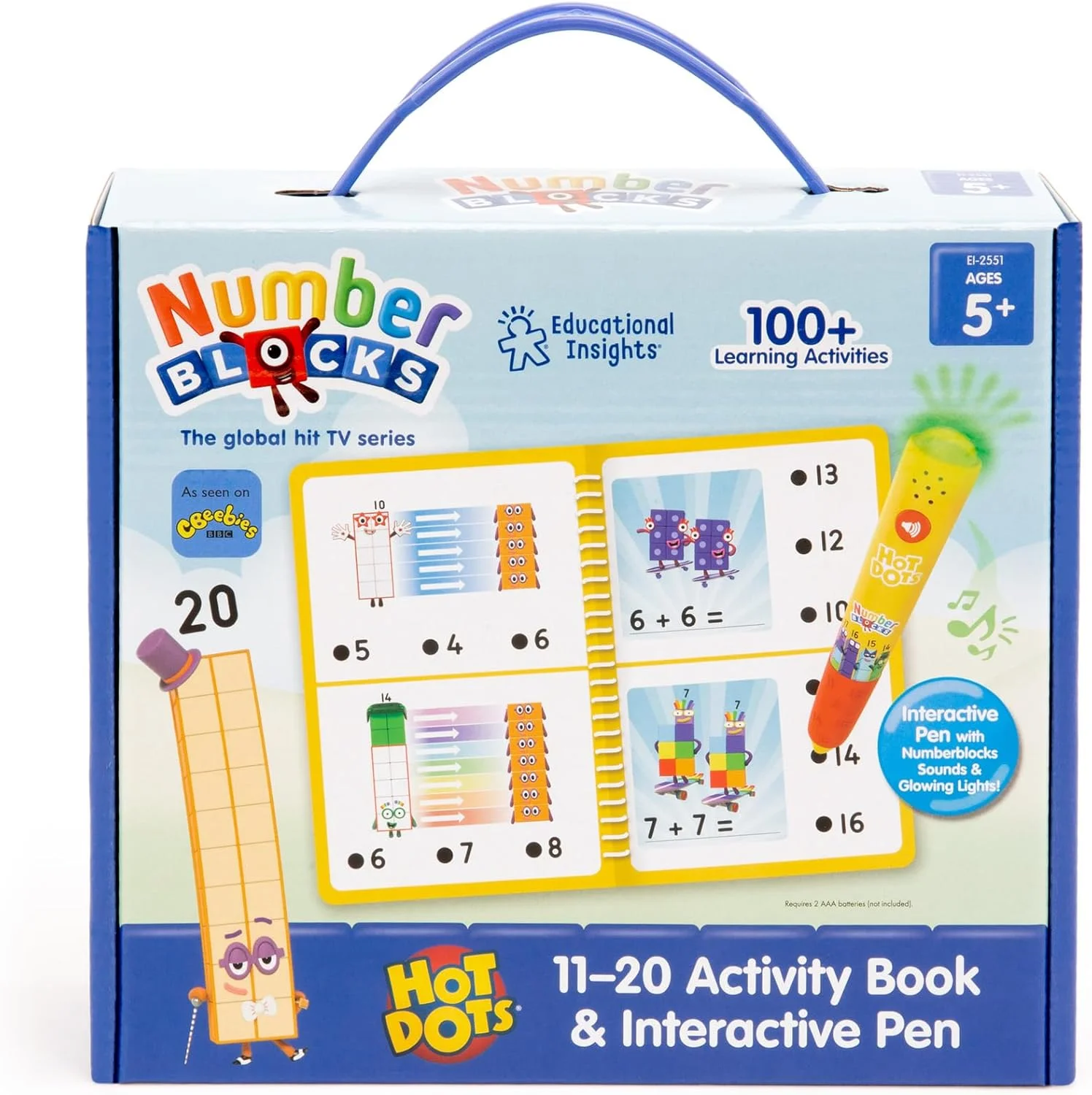 کتاب تمرین اعداد 11-20 Numberblocks به همراه قلم تعاملی، بیش از 60 فعالیت آموزشی، مناسب برای کودکان 5 سال به بالا