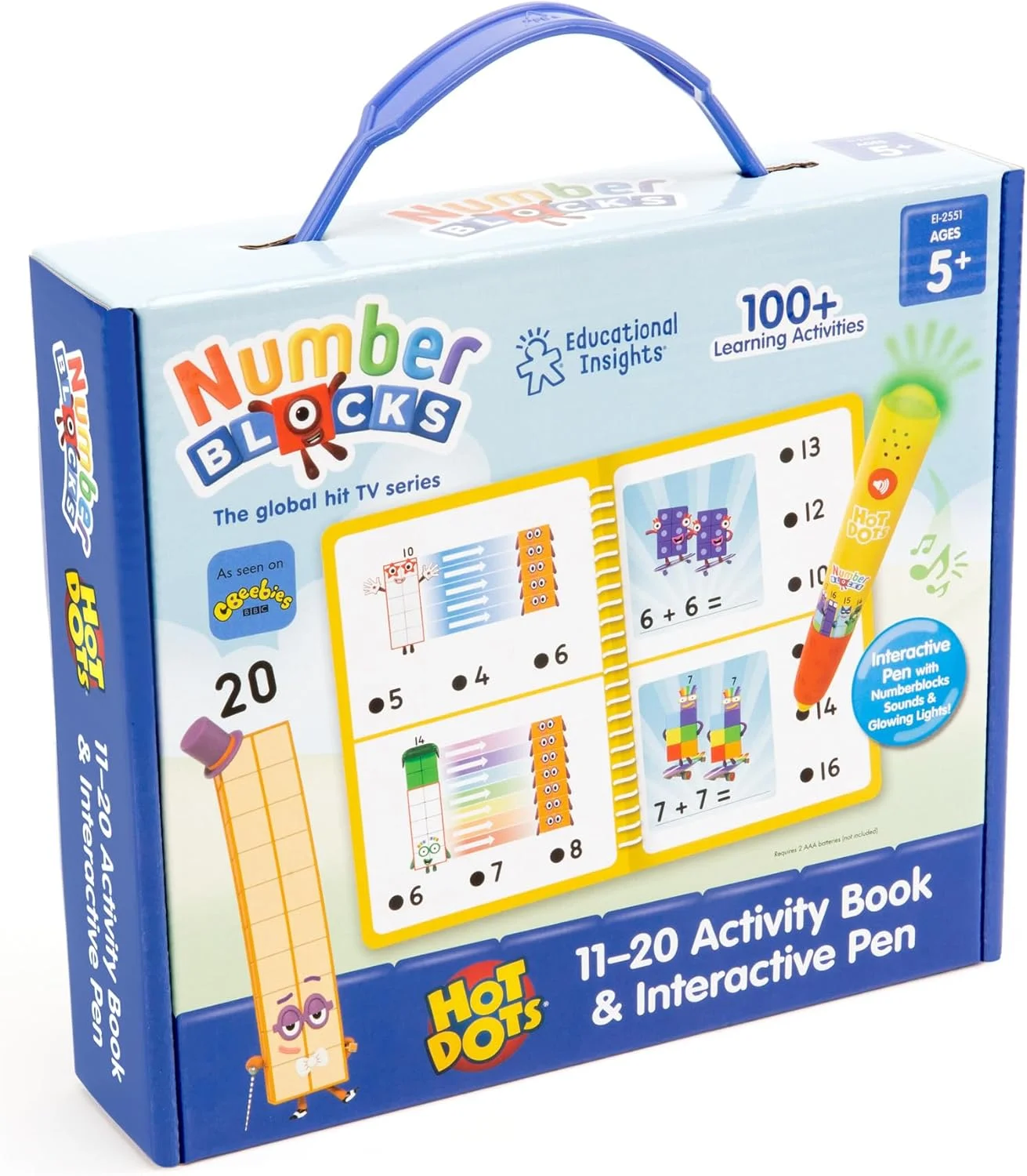 کتاب تمرین اعداد 11-20 Numberblocks به همراه قلم تعاملی، بیش از 60 فعالیت آموزشی، مناسب برای کودکان 5 سال به بالا