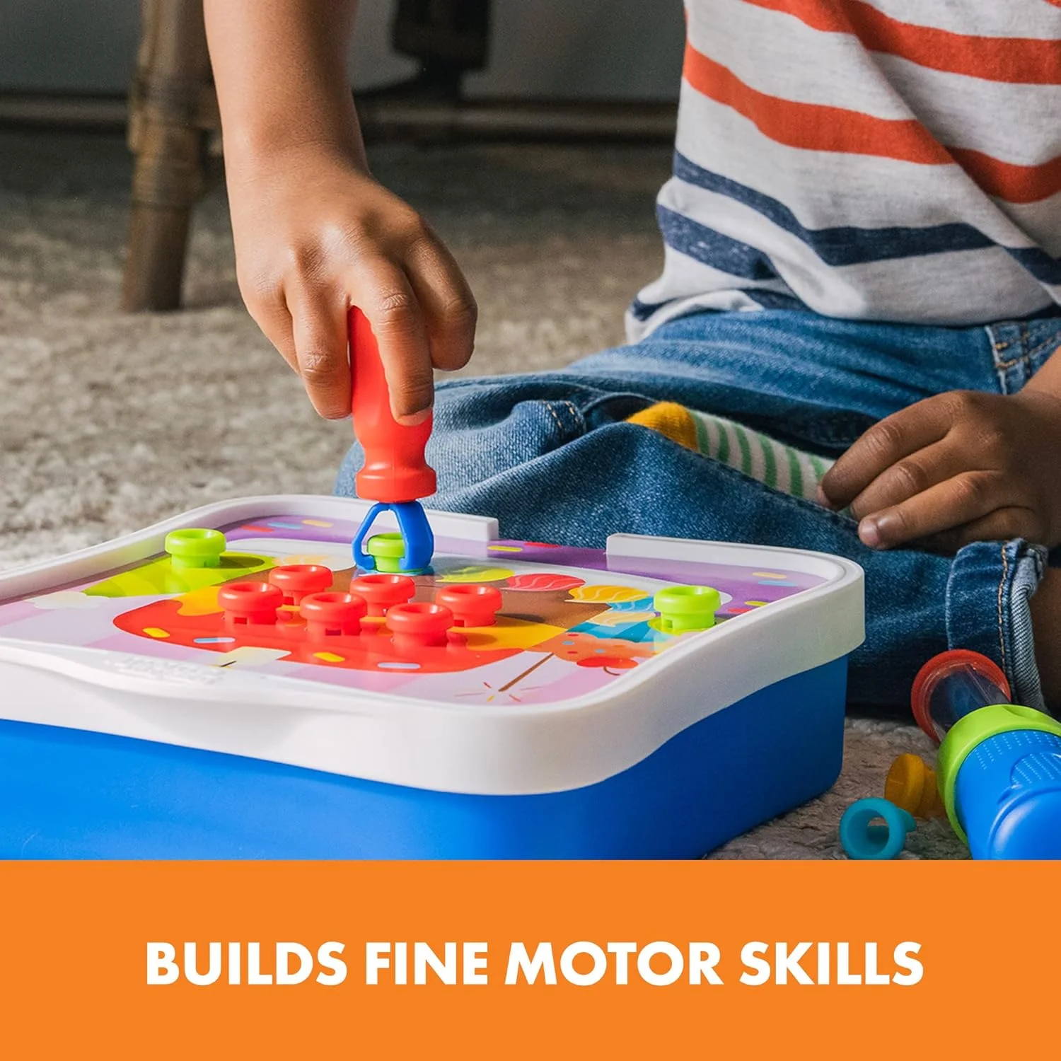 کارگاه پرچ‌کاری آموزشی با دریل اسباب‌بازی برقی، 54 قطعه، اسباب‌بازی STEM، مناسب برای پسران و دختران 3 سال به بالا