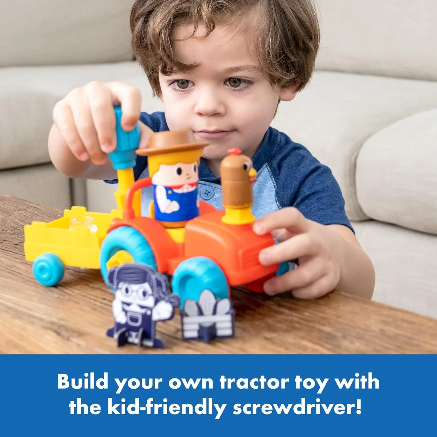 اسباب بازی آموزشی تراکتور Design & Drill Bolt Buddies به همراه پیچ گوشتی، اسباب بازی STEM برای کودکان پیش دبستانی، هدیه برای پسران و دختران 3 سال به بالا