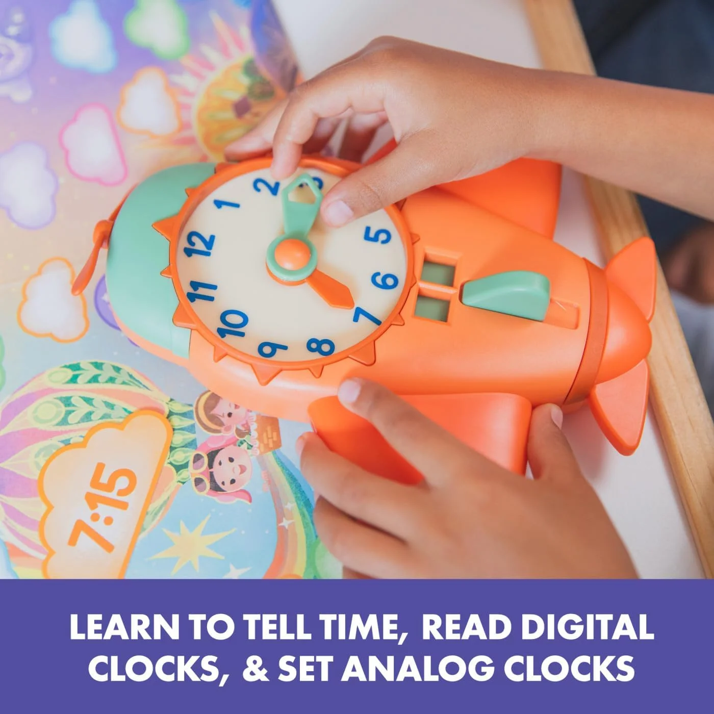 اسباب بازی های آموزشی Learning Resources، بازی آموزش زمان با ساعت برای 2 تا 4 بازیکن، 62 قطعه، چند رنگ، EI-1739