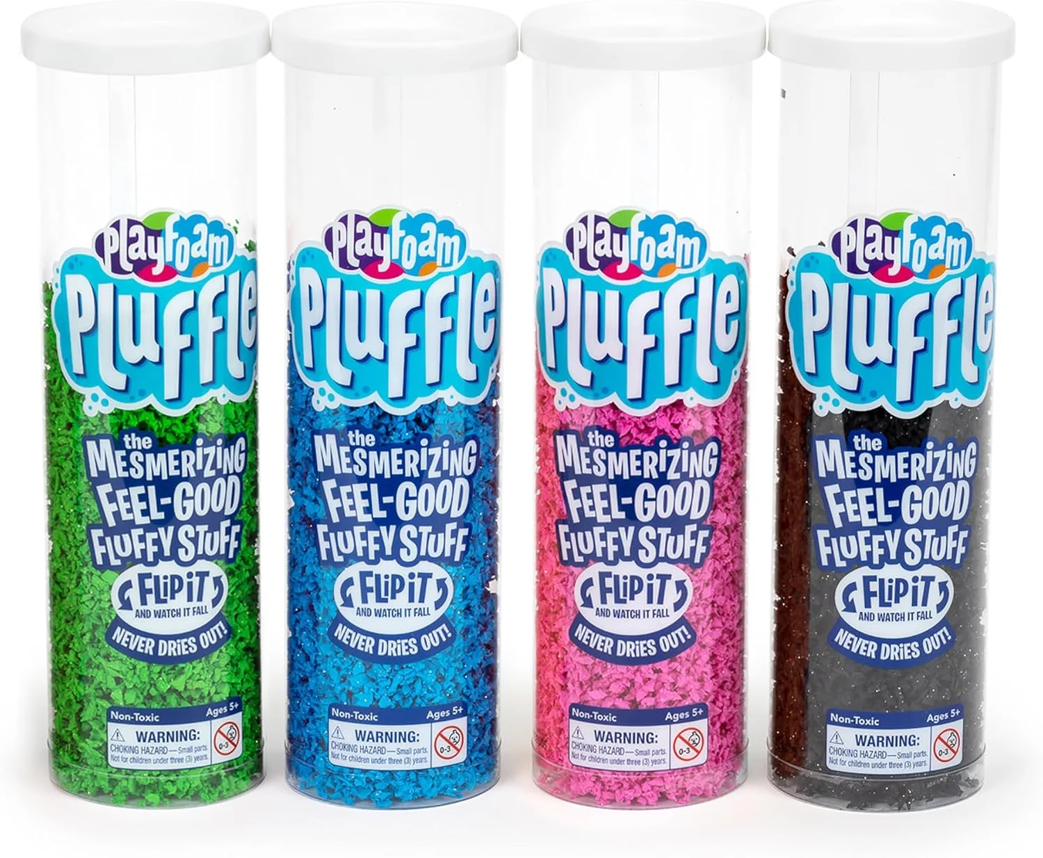 مجموعه 4 عددی فوم حسی آموزشی Pluffle® - جایگزین بدون کثیفی برای اسباب بازی های شن و اسلایم برای کودکان نوپا در خانه یا کلاس درس، پرکننده میز حسی سرگرم کننده، هدیه ای برای کودکان 3 سال به بالا