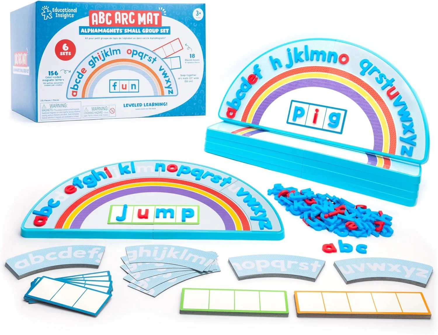 مجموعه گروهی کوچک پازل الفبای آهنربایی ABC Arc Mat Educational Insights - پازل های الفبا برای کودکان، کیت آموزش حروف، لوازم ضروری کلاس پیش دبستانی، بلوک های مغناطیسی، اسباب بازی های حرکتی ظریف برای کودکان نوپا 3-5 سال