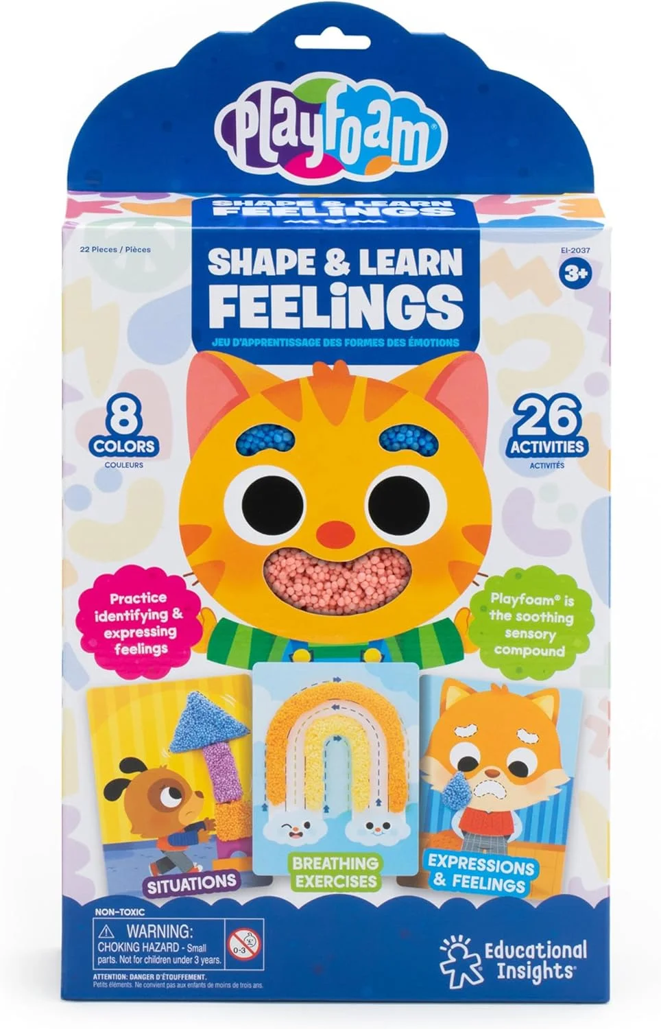 منابع آموزشی Educational Insights EI-2037 Play Foam Feelings Shape & Discover، از 3 سالگی، 26 فعالیت، اسباب بازی احساسات برای کودکان، بازی حسی، اسباب بازی یادگیری SEL، چند رنگ