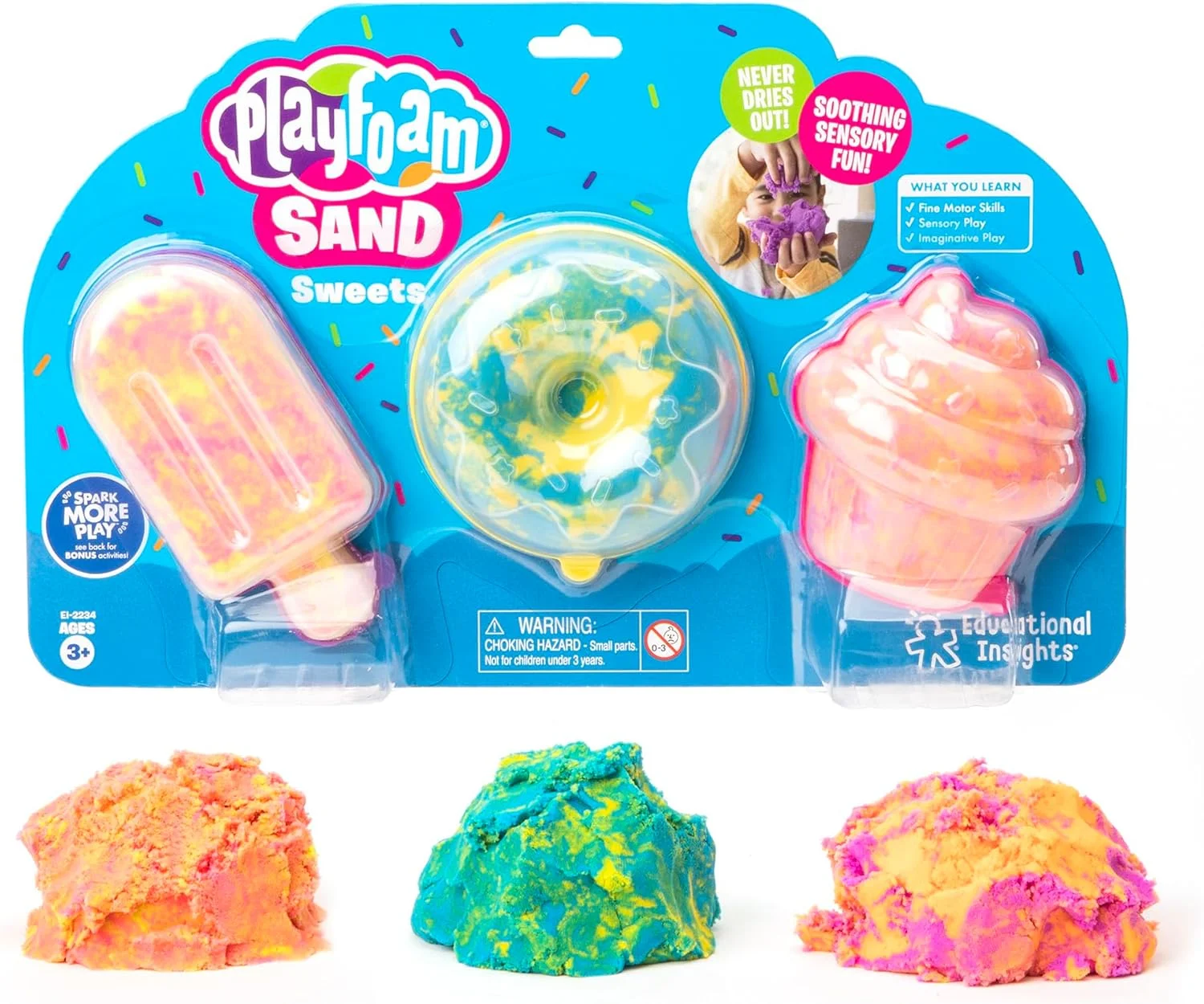 اسباب بازی شن و ماسه Playfoam Sand Sweets Educational Insights، شن بازی، اسباب بازی حسی، پسران و دختران، 3 سال به بالا