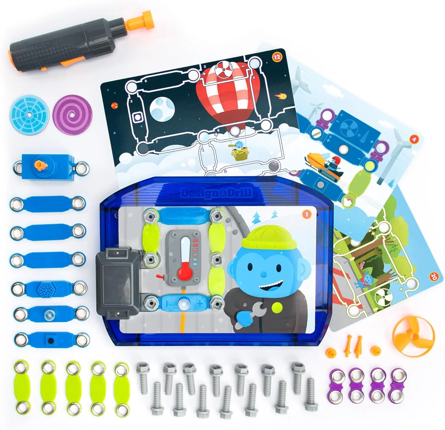 مدارهای ماجراجویی آموزشی Design & Drill، مدارهای مقدماتی، اسباب بازی STEM، مجموعه 63 قطعه ای، سنین 5 سال به بالا