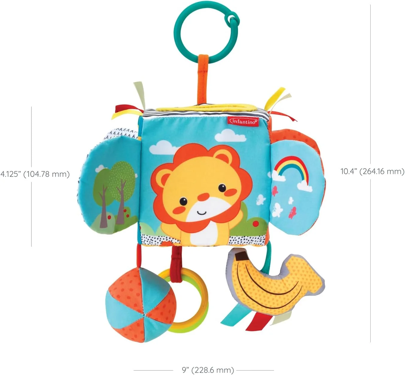 مکعب اکتشافی بزرگ اینفانتینو - اسباب بازی رشدی با آینه دالی موشه، حلقه های تق تقی، توپ پنهان و موارد دیگر، بدون BPA، برای نوزادان و کودکان نوپا