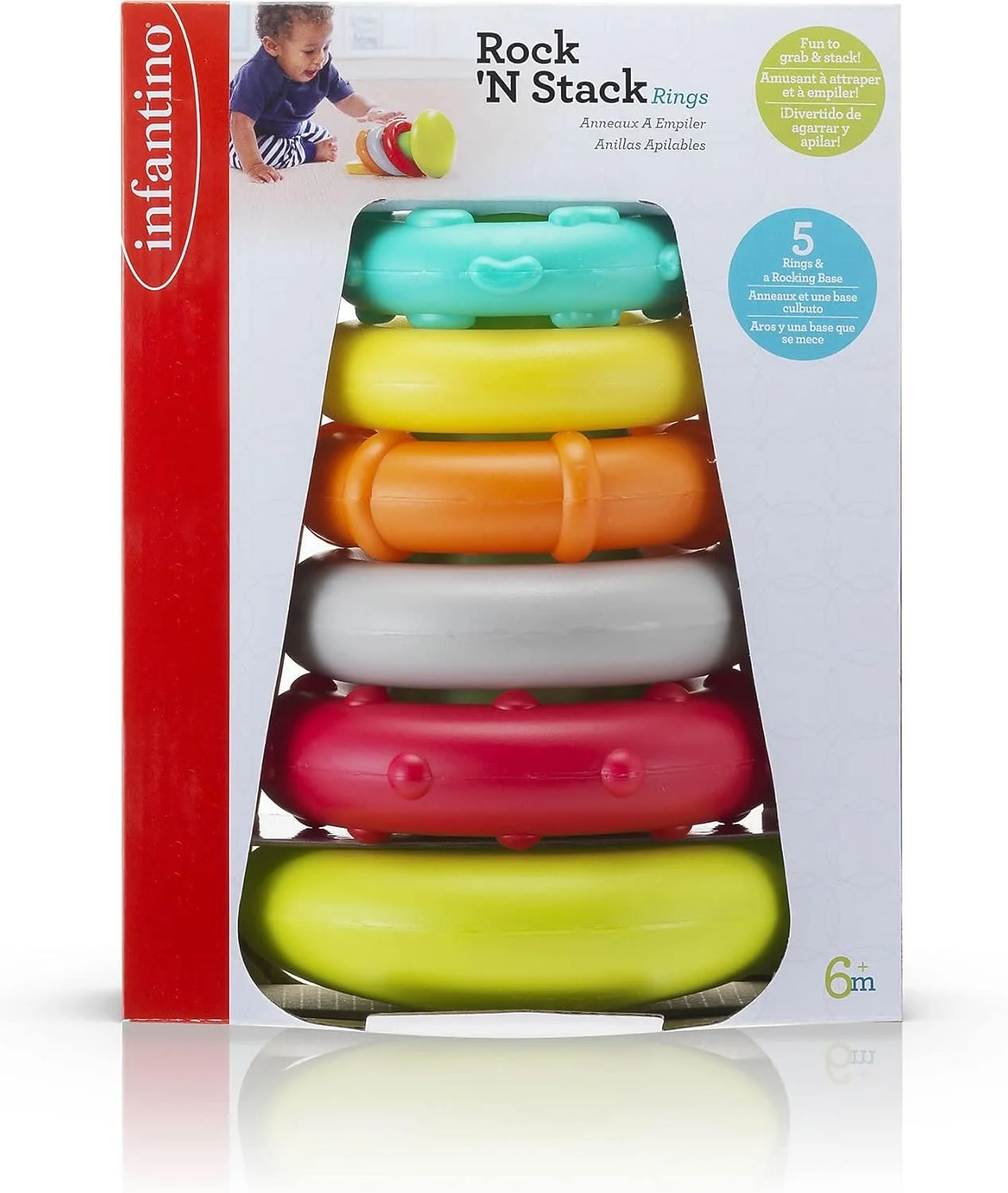 حلقه های چیدنی کودک اینفانتینو، اسباب بازی های آموزشی و پرورشی کودک، چند رنگ، حلقه های چیدنی، بزرگ