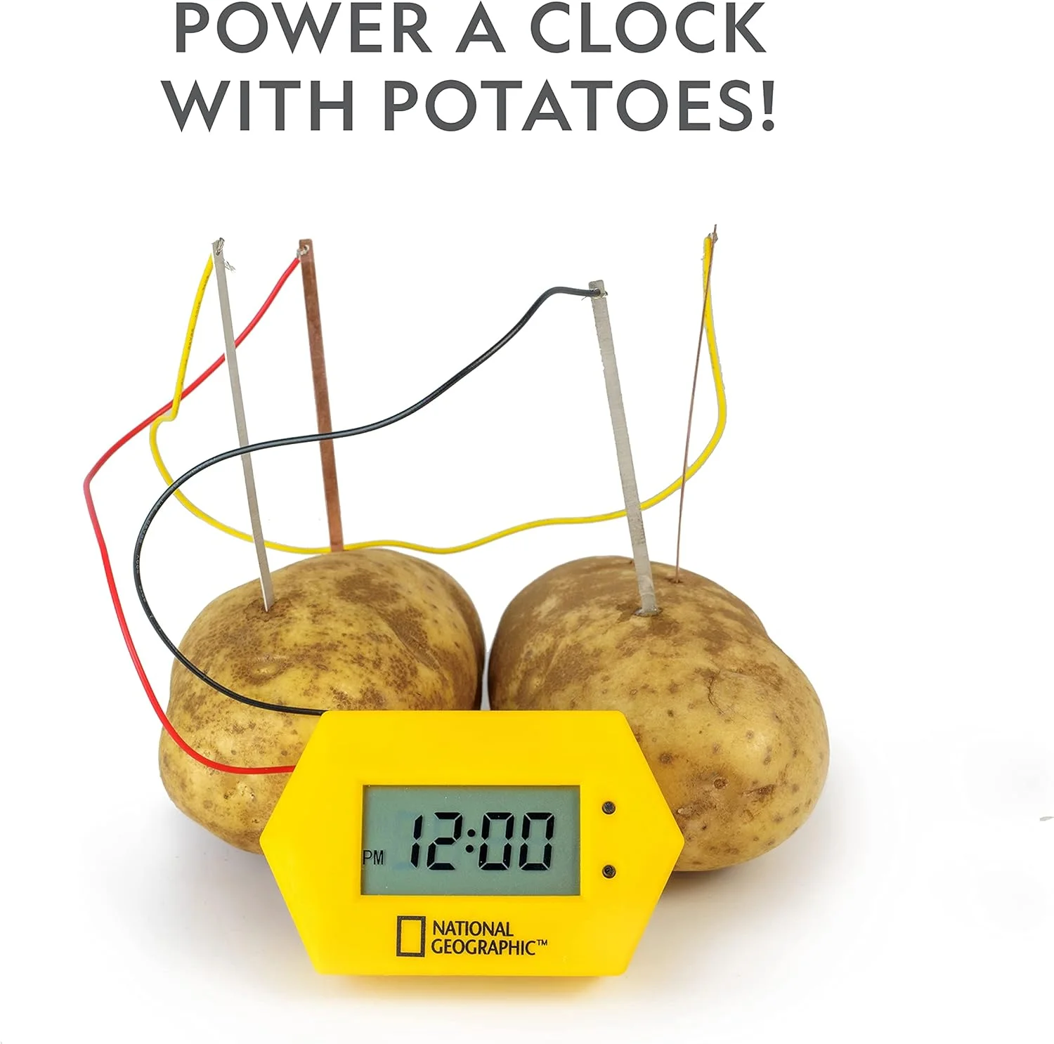 کیت ساخت باتری نشنال جئوگرافیک - کیت علمی ساعت سیب زمینی و چراغ قوه سکه ای، 2 پروژه STEM برق برای کودکان، اسباب بازی مدار الکتریکی برای پسران و دختران (اختصاصی آمازون)