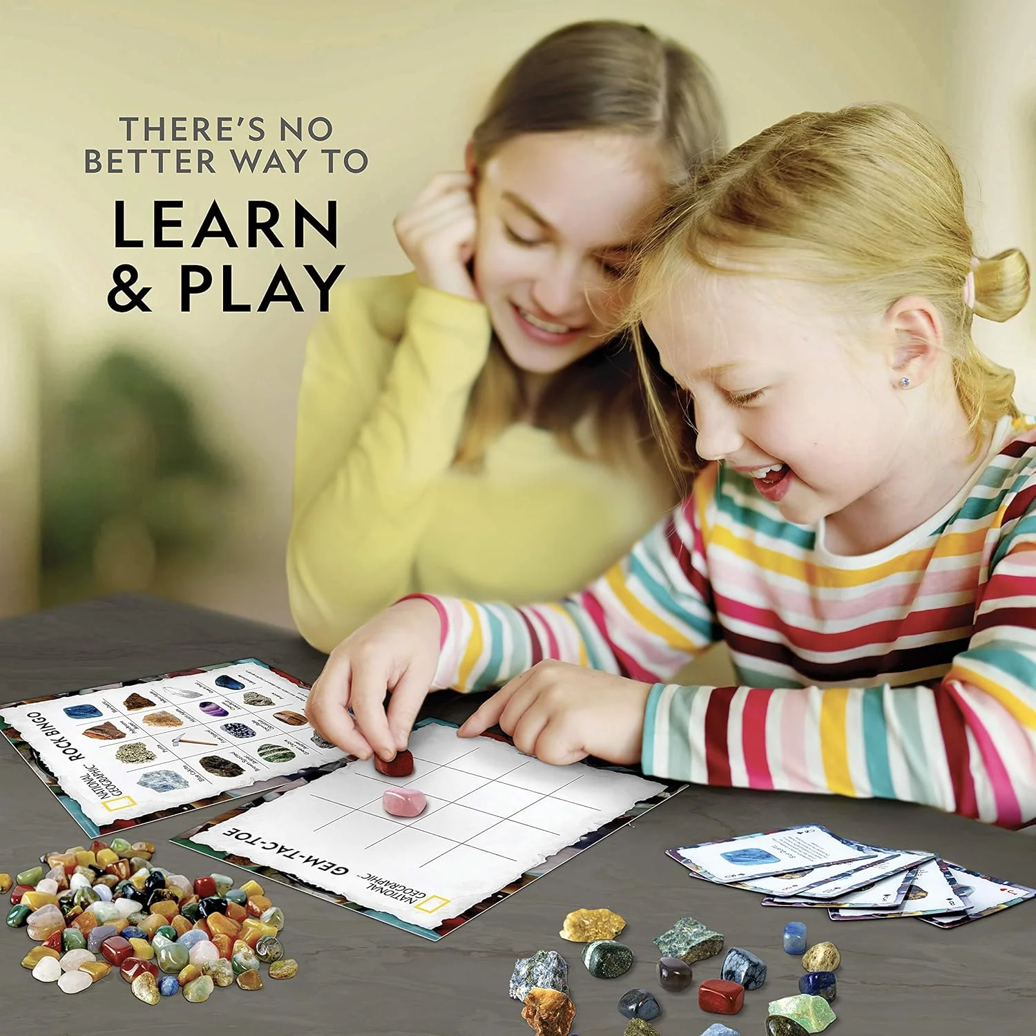 بازی بینگو سنگ های National Geographic - بازی حافظه مواد معدنی، بازی اطلاعات عمومی سنگ های قیمتی و بازی های کارتی، مجموعه شامل بیش از 150 سنگ و مواد معدنی، اسباب بازی آموزشی STEM منحصر به فرد آمازون برای کودکان